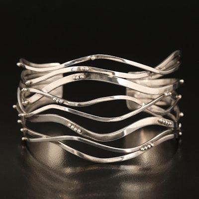 Sterling Multi-Band Cuff with Granulation Accents
