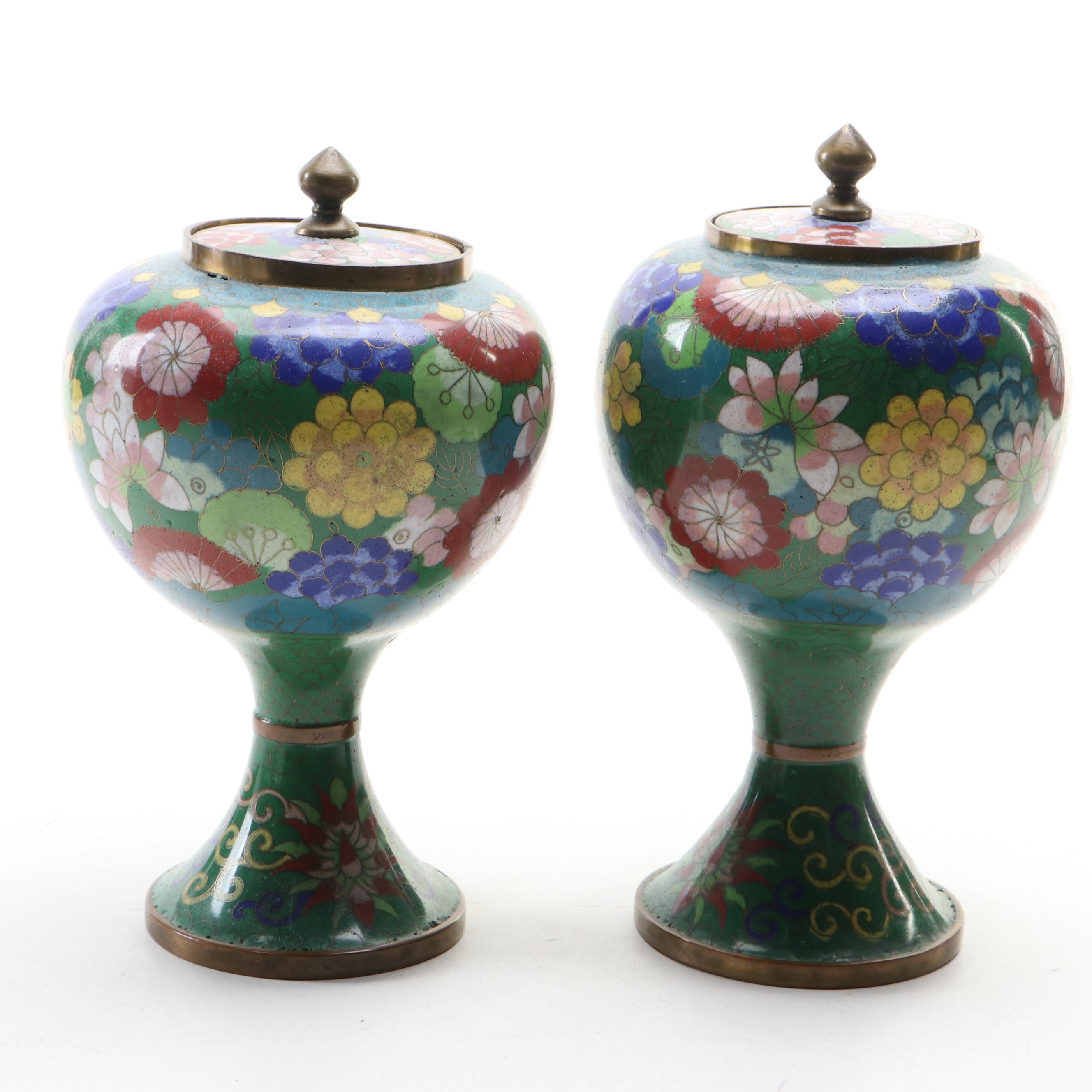 Chinese Cloisonné Pedestal Jars EBTH