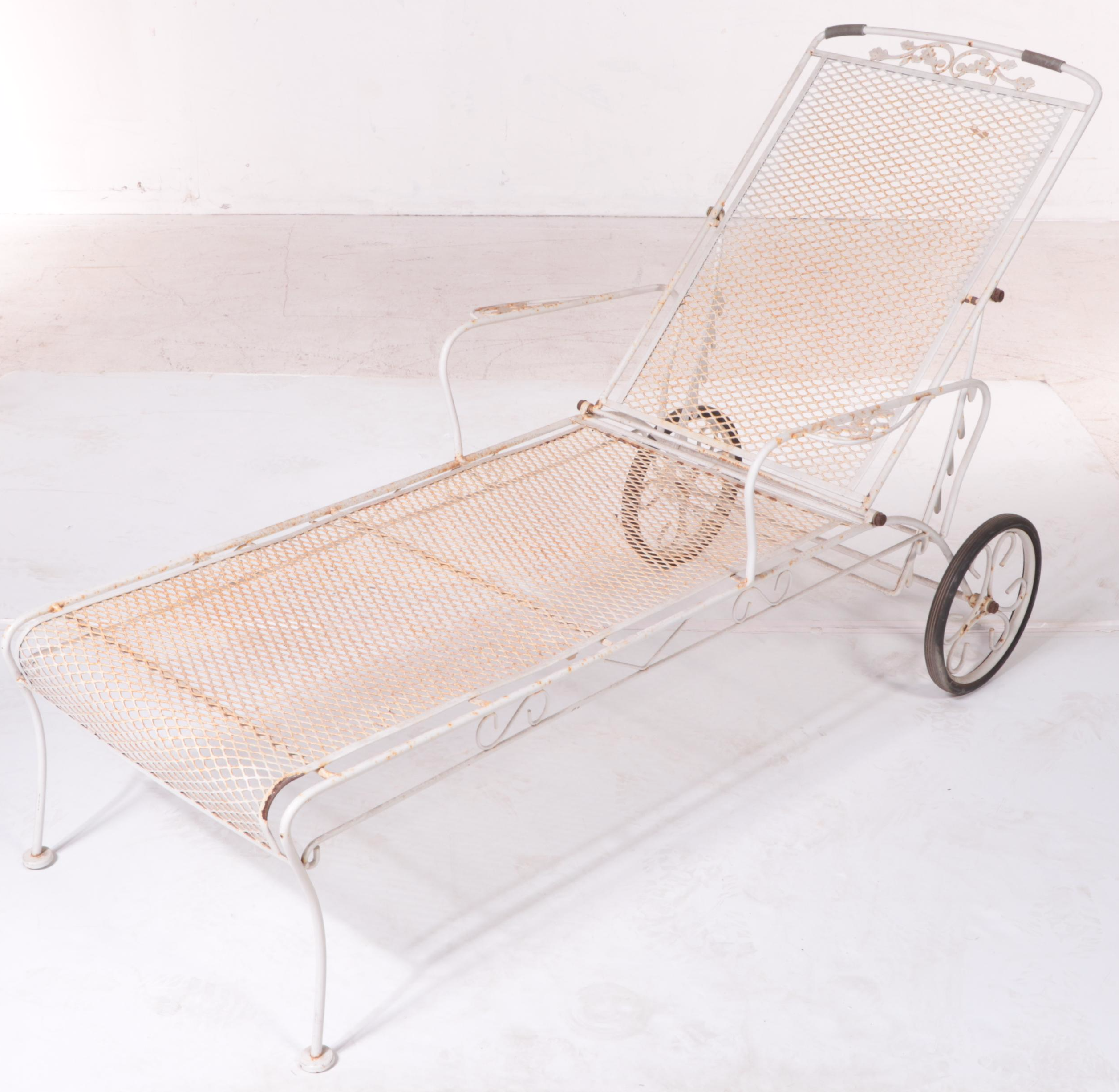 Iron Mesh SixPiece Patio Chaise, Cart, Armchairs and Nested Tables EBTH