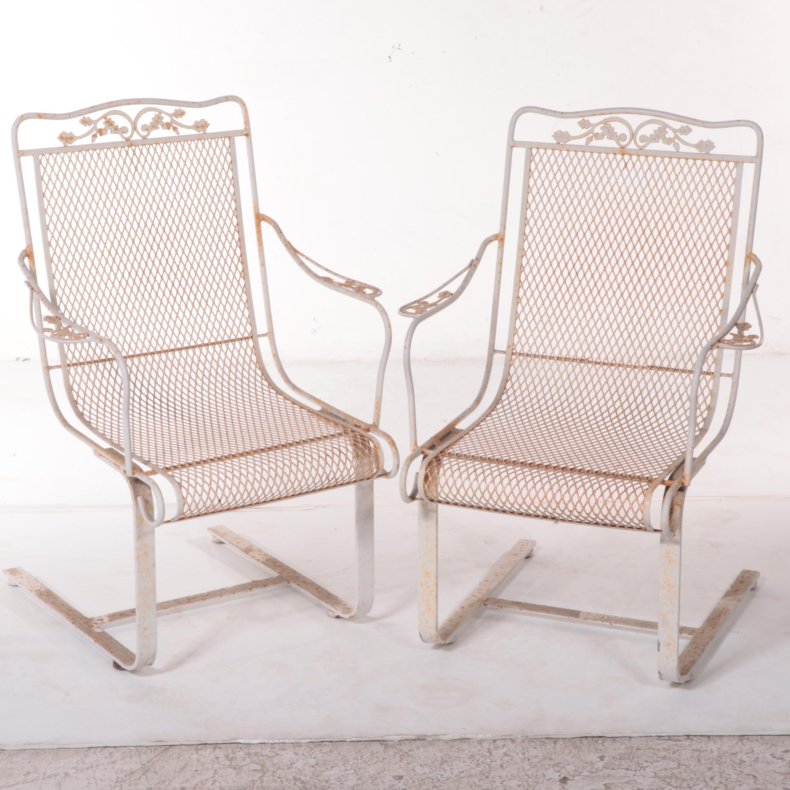 Iron Mesh SixPiece Patio Chaise, Cart, Armchairs and Nested Tables EBTH