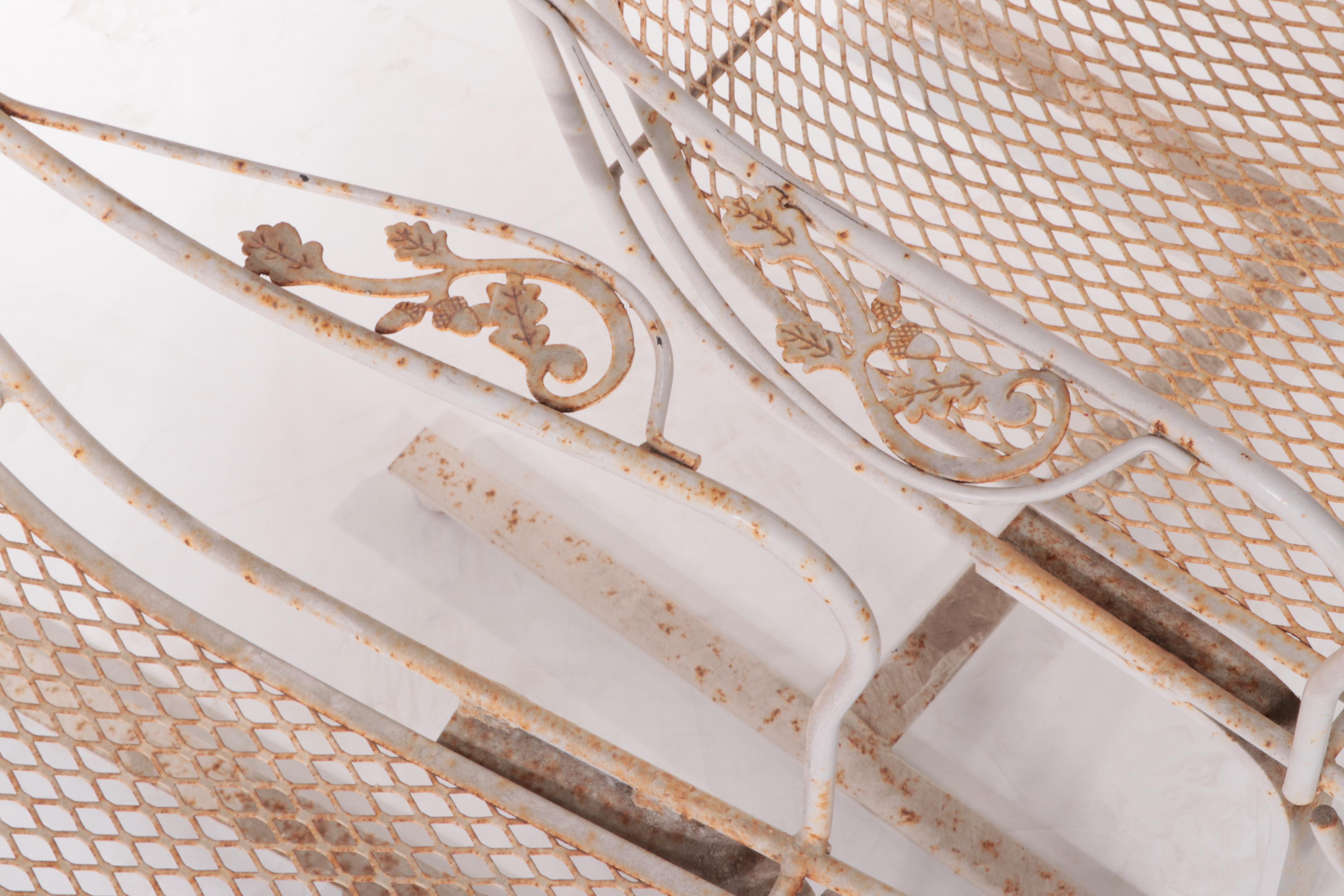 Iron Mesh SixPiece Patio Chaise, Cart, Armchairs and Nested Tables EBTH