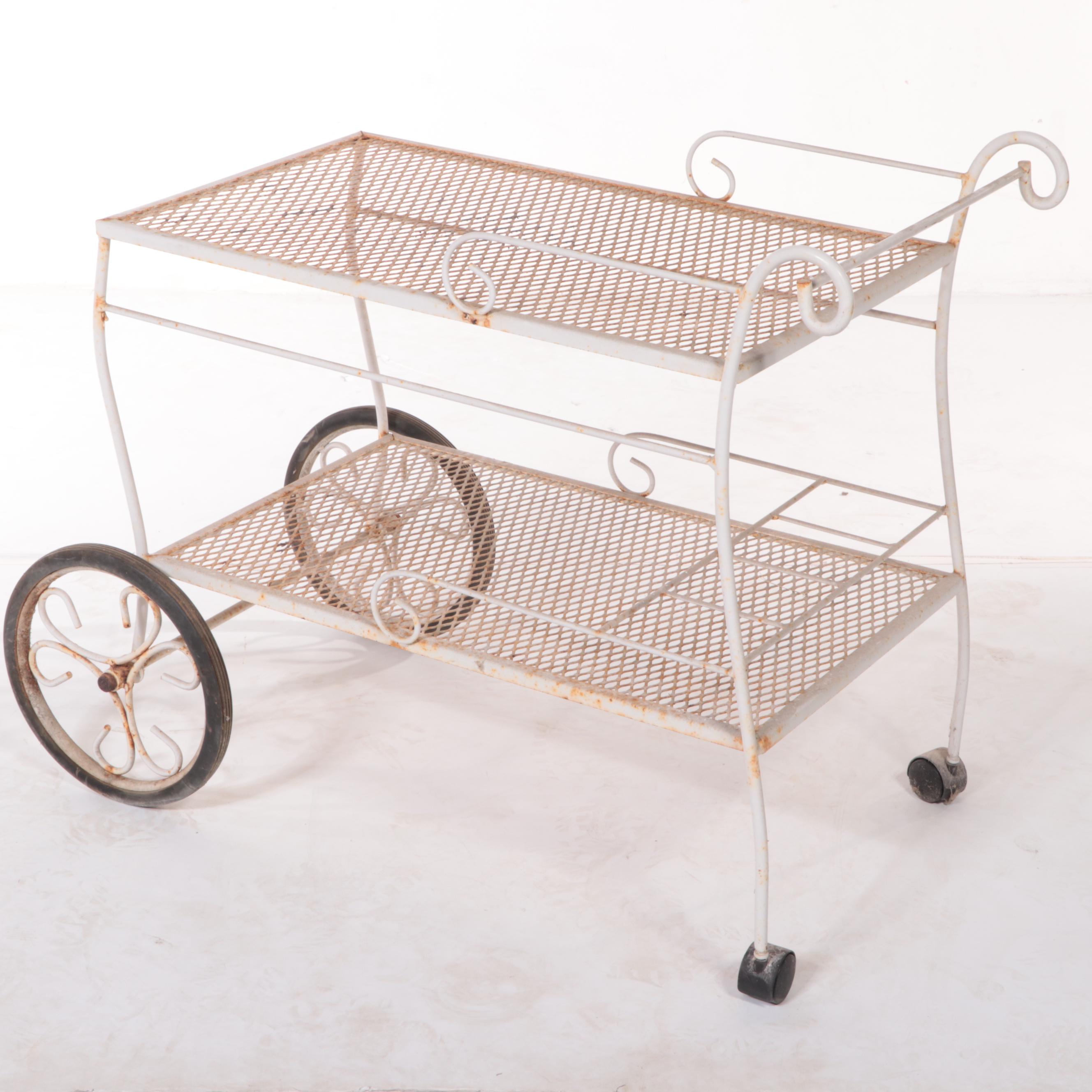 Iron Mesh SixPiece Patio Chaise, Cart, Armchairs and Nested Tables EBTH