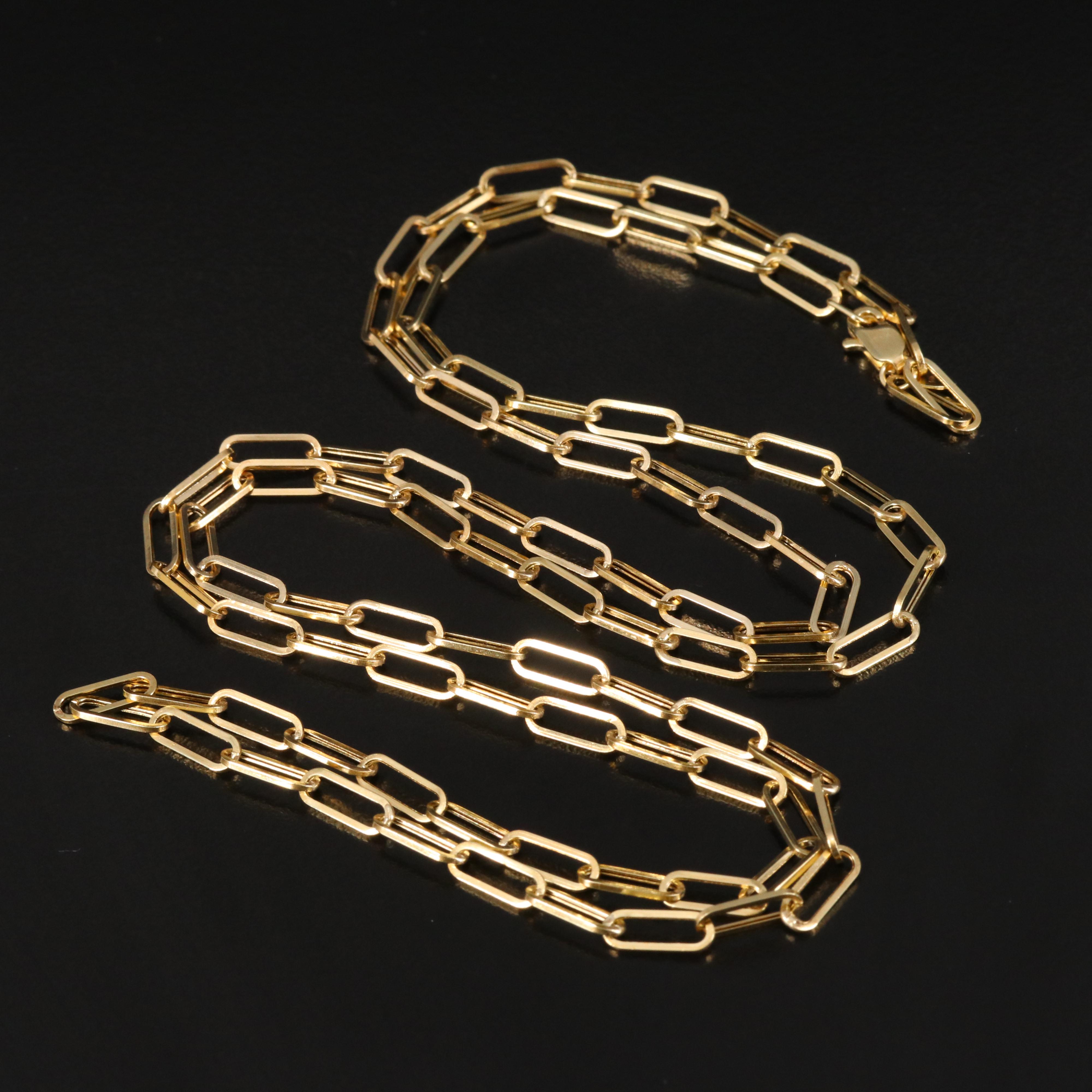 14K Paper Clip Chain Necklace EBTH
