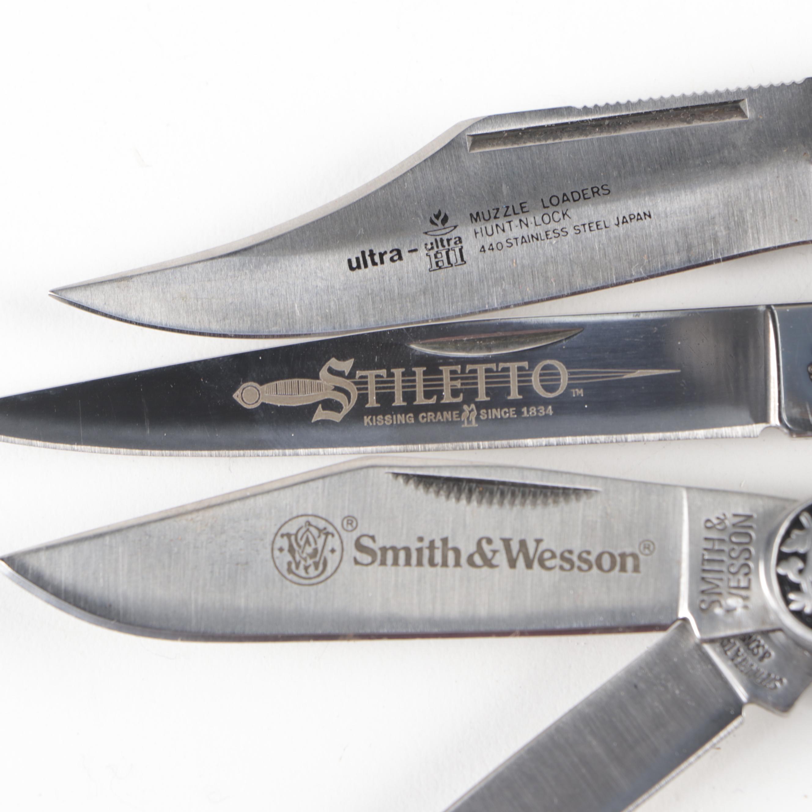 Kissing Crane Stiletto Knife With Smith & Wesson and Other Pocket