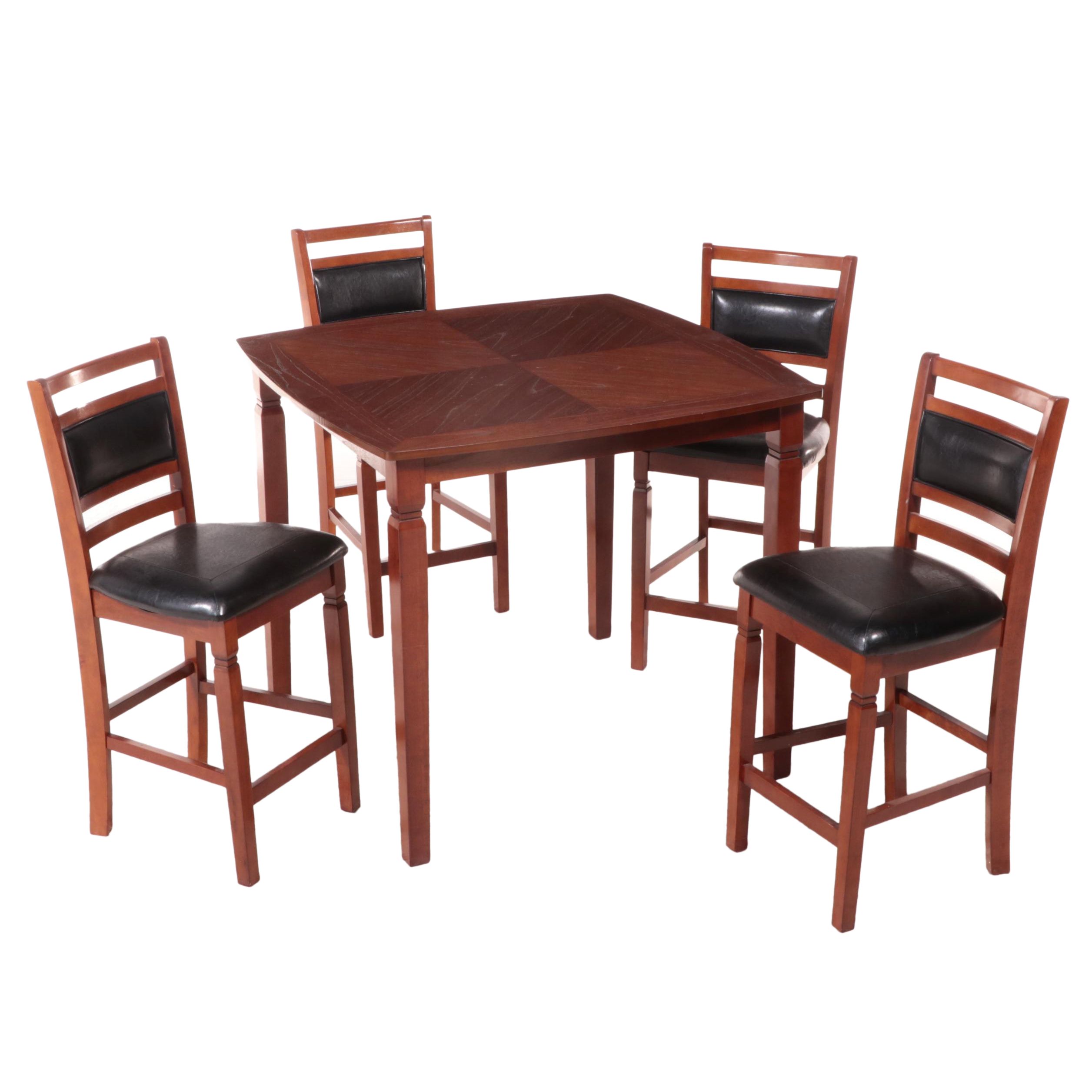 FivePiece Hardwood and FauxLeather CounterHeight Dining Set EBTH