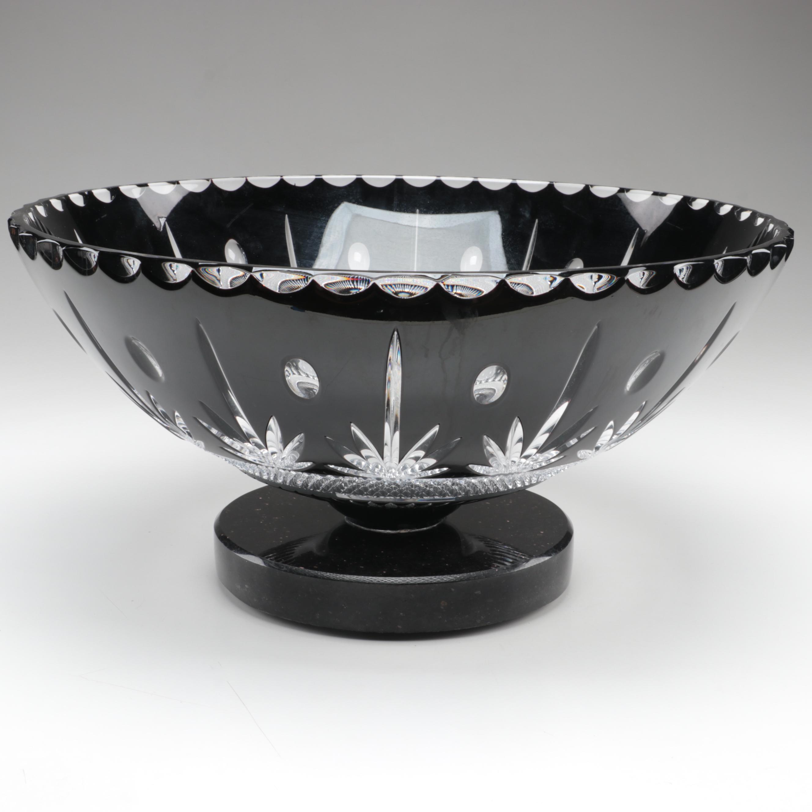 Black Cased Glass Cut to Clear Pedestal Bowl EBTH
