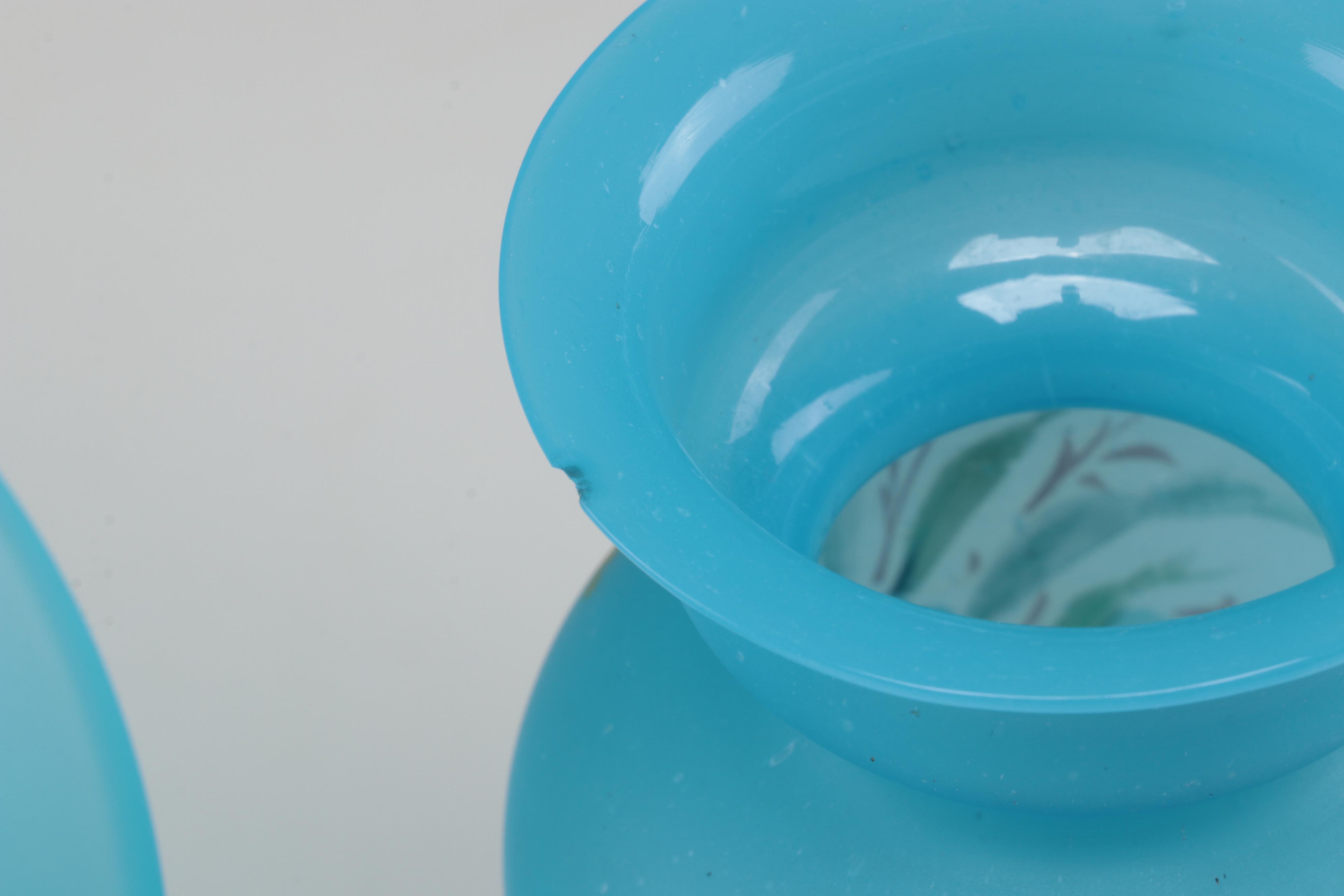 Victorian Bristol Glass Vase with Daisy and Button Fan and Other Glass