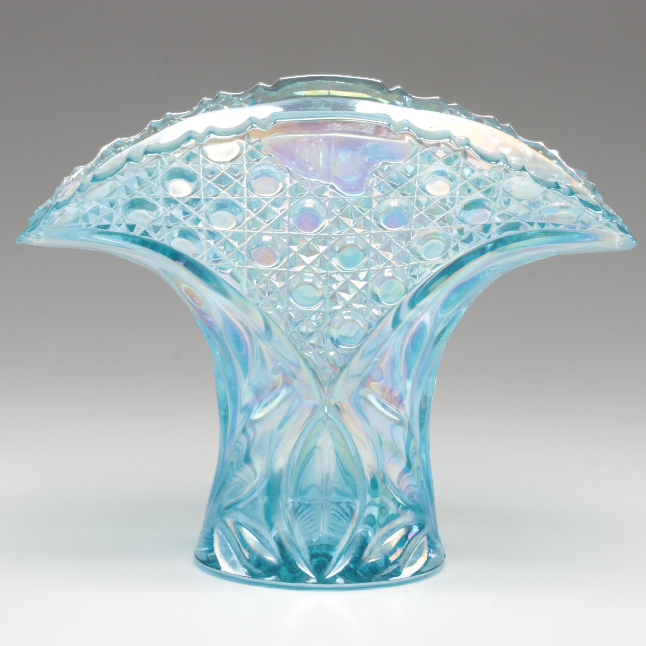Victorian Bristol Glass Vase with Daisy and Button Fan and Other Glass