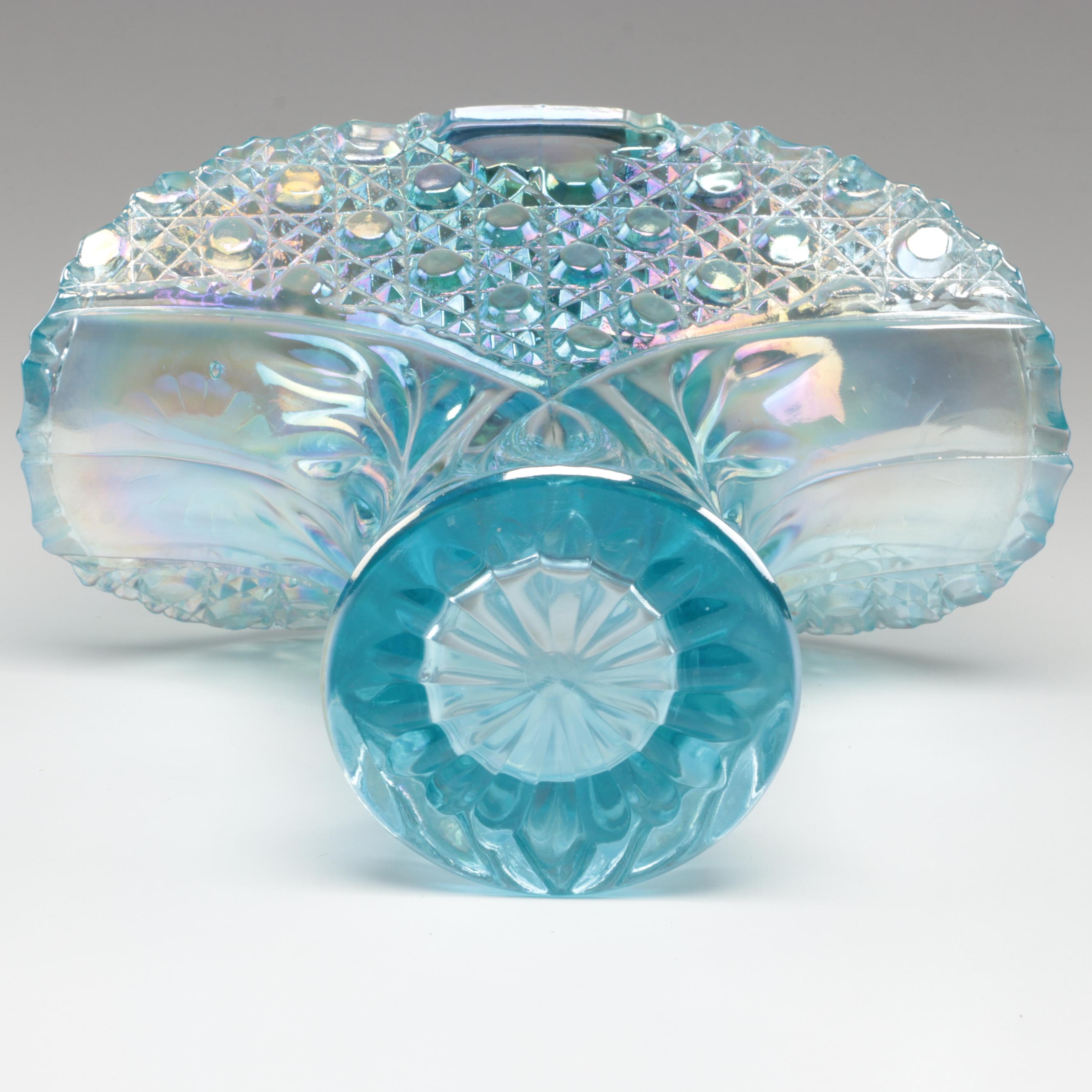 Victorian Bristol Glass Vase with Daisy and Button Fan and Other Glass