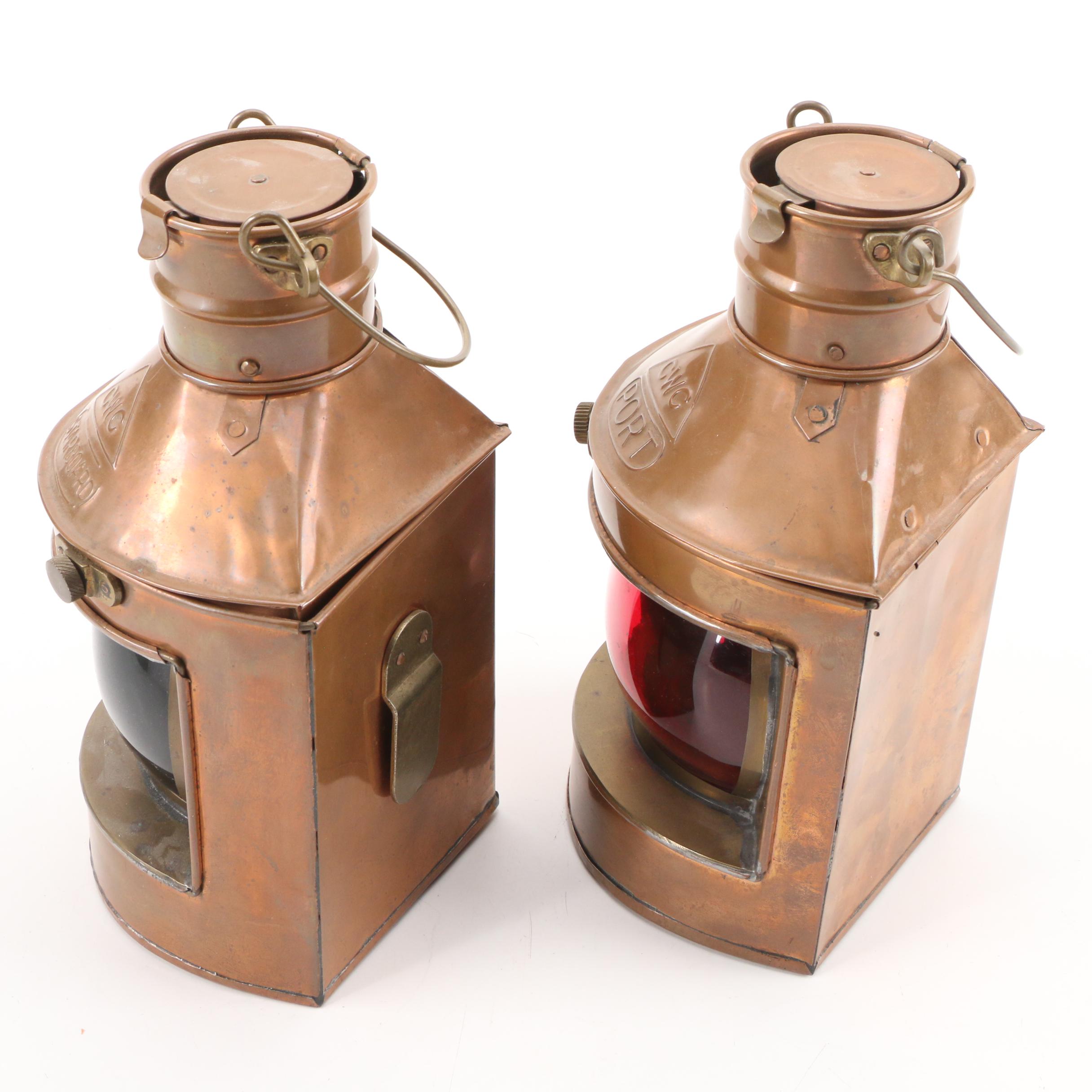 CWC Hong Kong "Port" and "Starboard" Copper Candle Lanterns EBTH