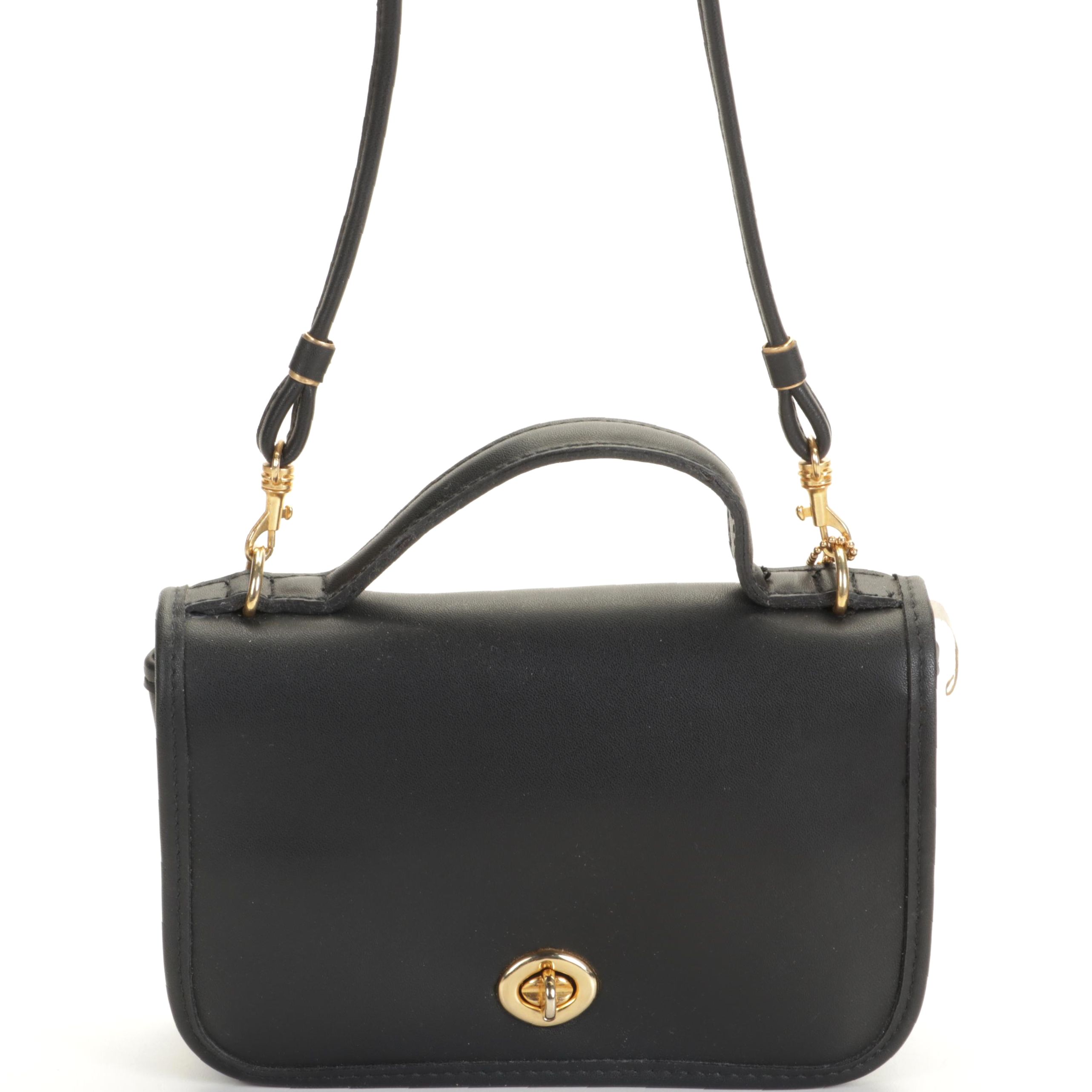 Gold Coast Mini Black Leather Top Handle/Crossbody Bag EBTH