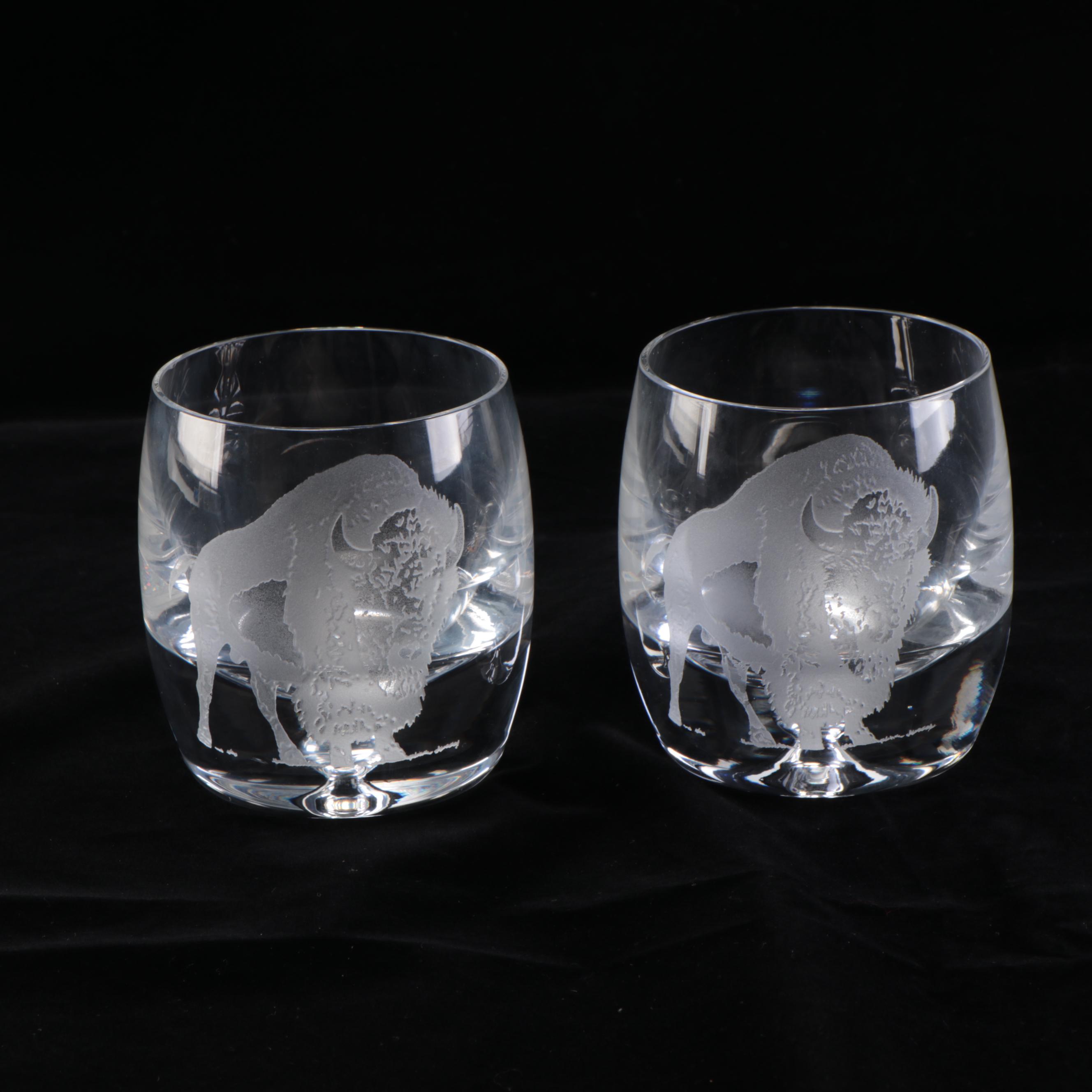 Buffalo Trace Etched Glass Decanter and Rocks Glasses EBTH