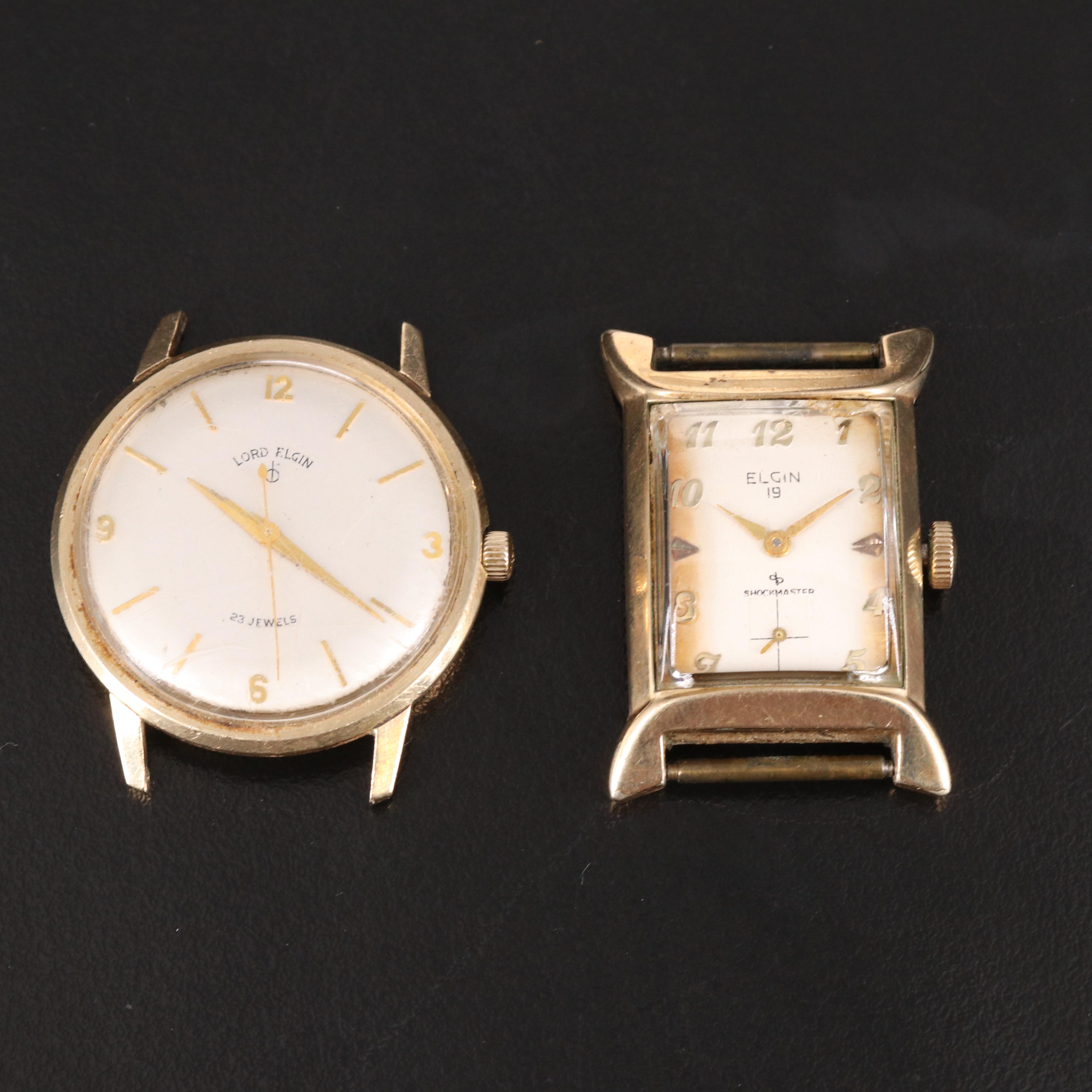 10K Lord Elgin and Fancy Case Elgin 19 Hand Wind Wristwatches EBTH