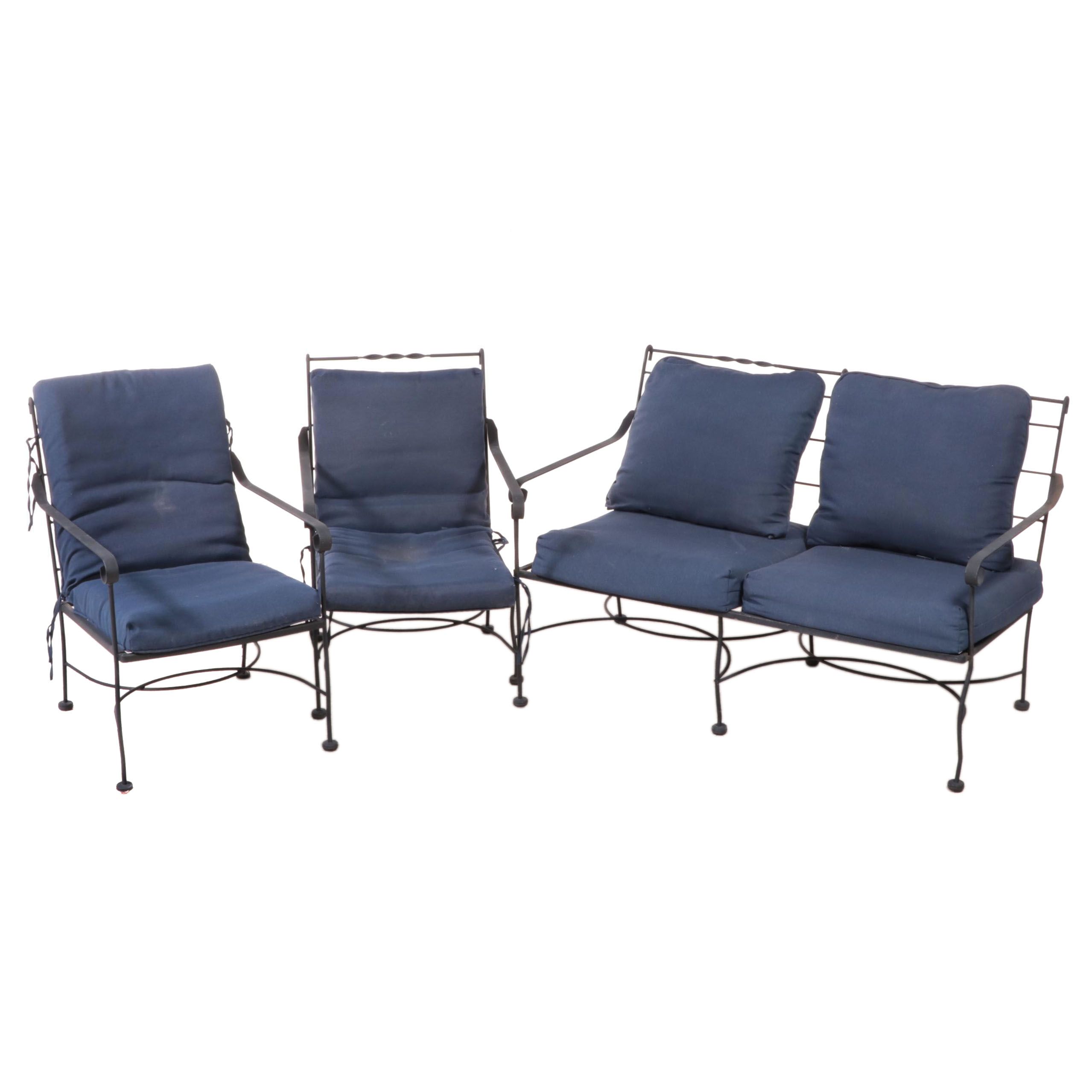 Hampton Bay Wrought Metal ThreePiece Patio Settee and Lounge Chairs EBTH