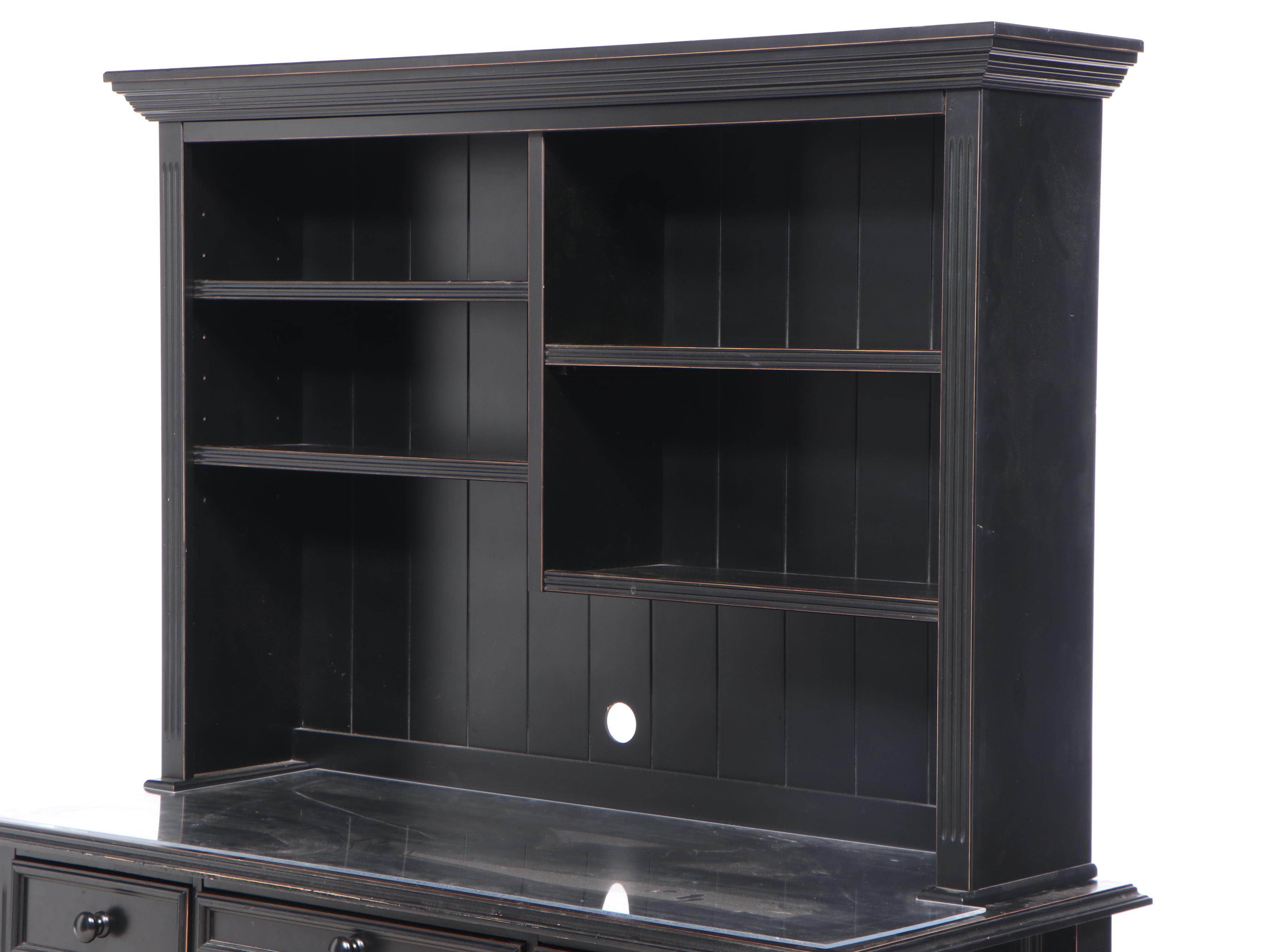 Ballard Designs Black Lacquered Desk with Bookcase EBTH