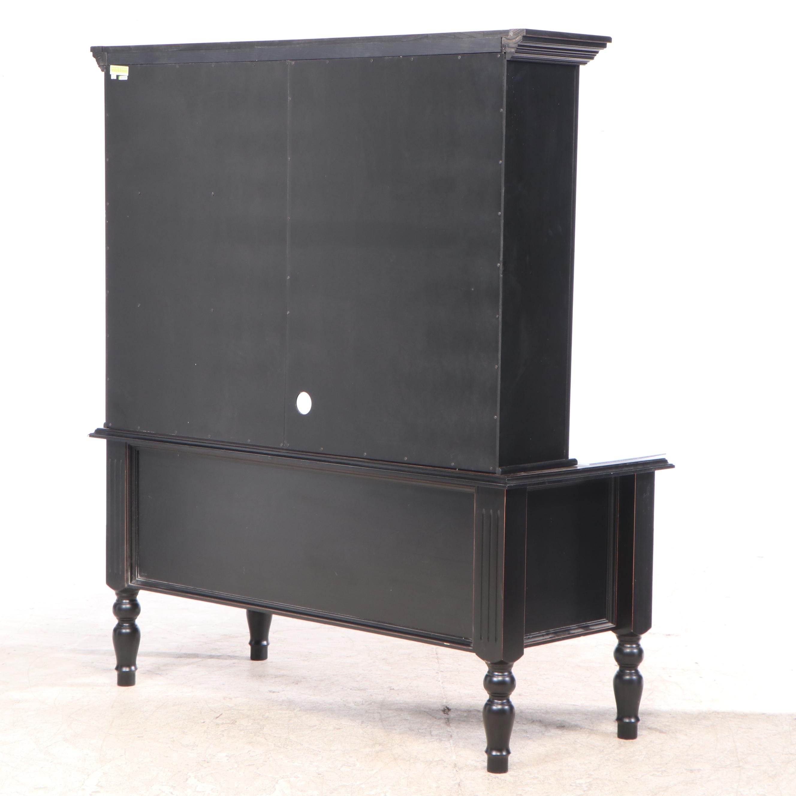 Ballard Designs Black Lacquered Desk with Bookcase EBTH