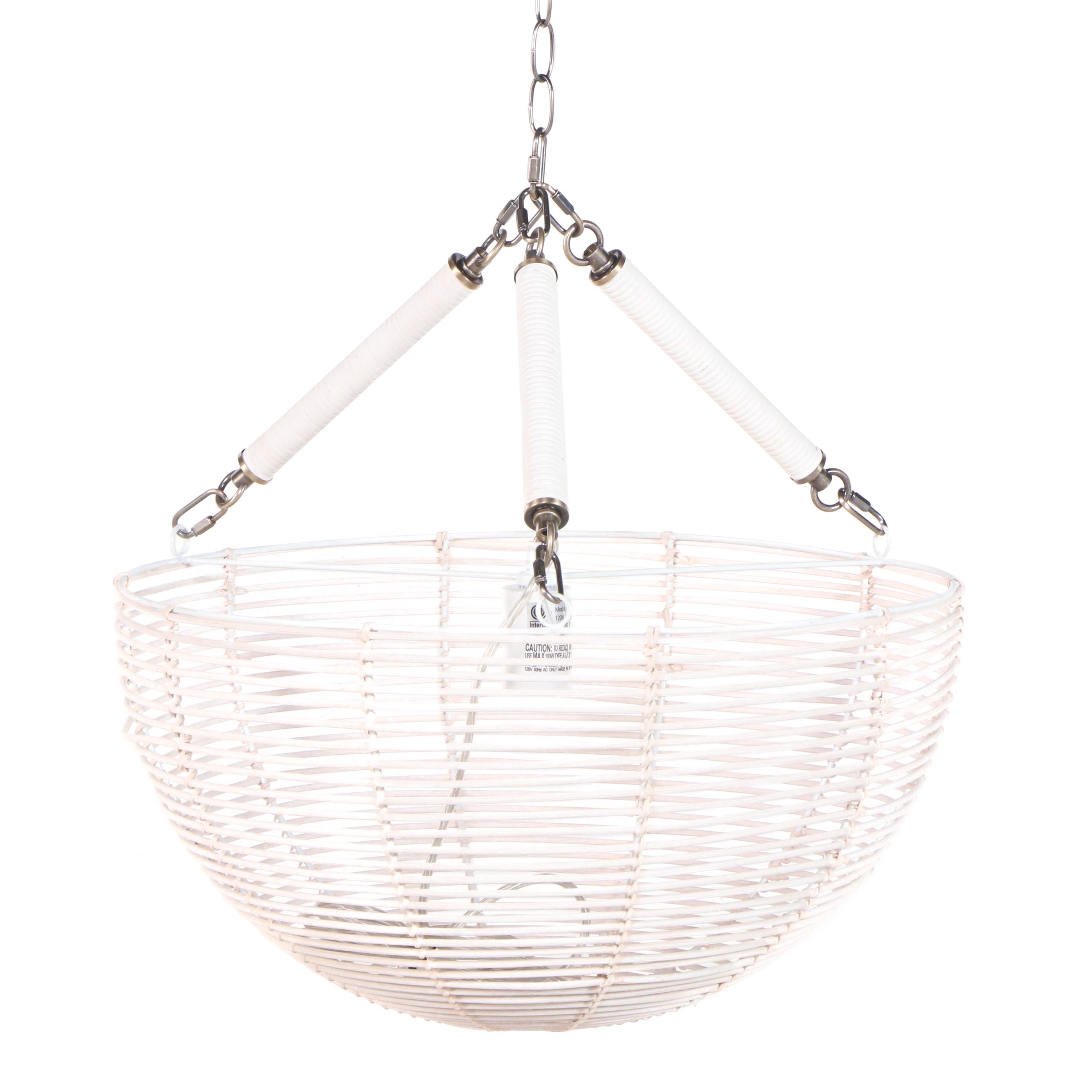 Threshold White Rattan Dome Pendant Light EBTH