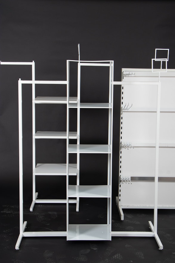 White-Finished Metal Garment and Accessory Display Racks and Shelves | EBTH