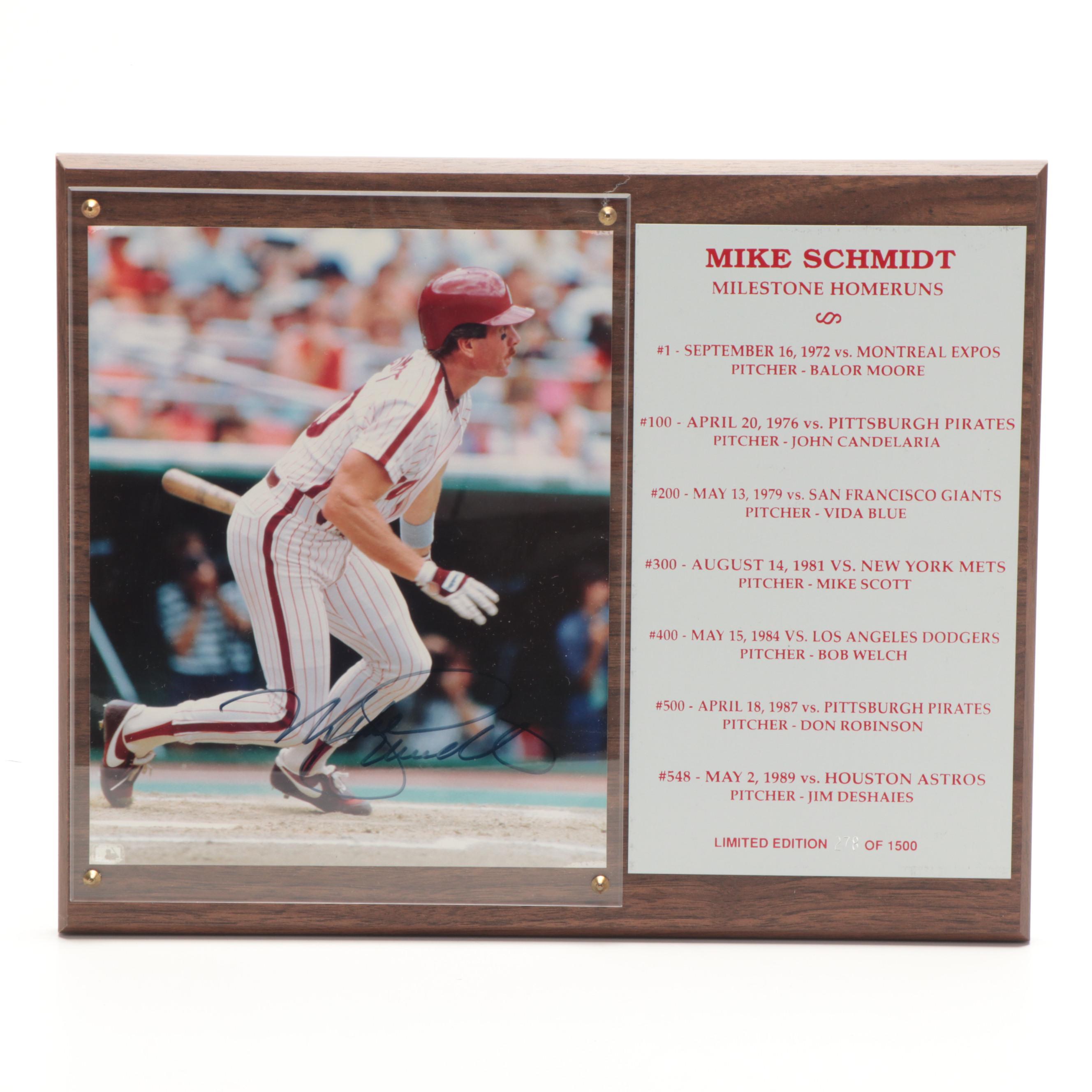 Philadelphia Phillies Mike Schmidt Signed Plaque and Hall Of Fame Bat