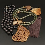Necklaces Including Serpentine, Black Onyx and Wood