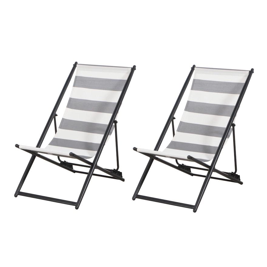 Pair of Hearth & Hand with Magnolia Striped Foldable Beach Loungers