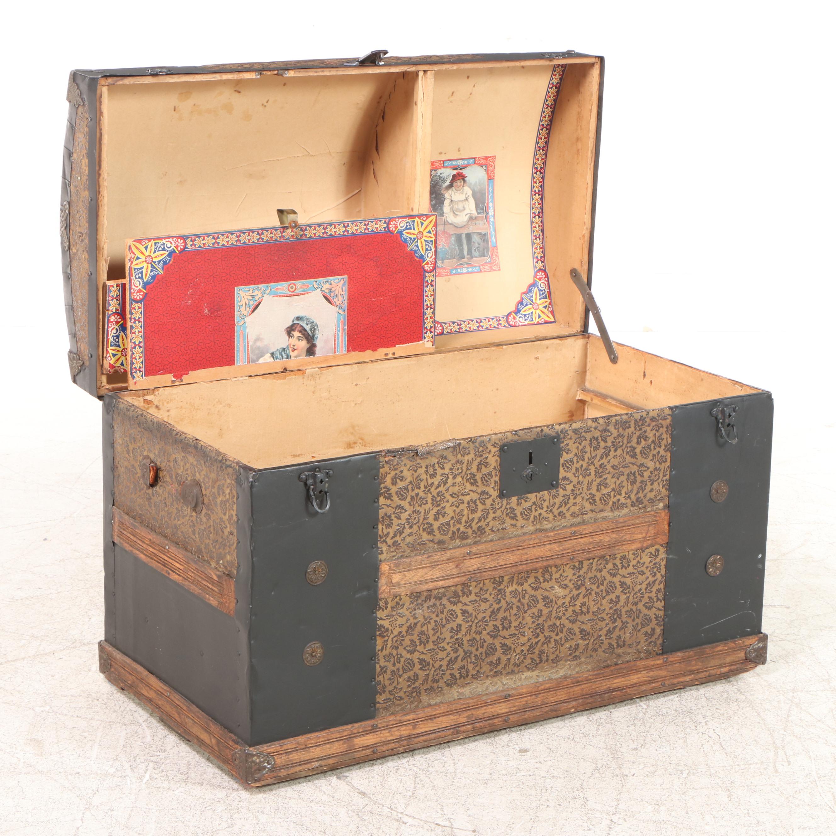 Victorian Dome Top Wood Steamer Trunk, Early 20th Century EBTH