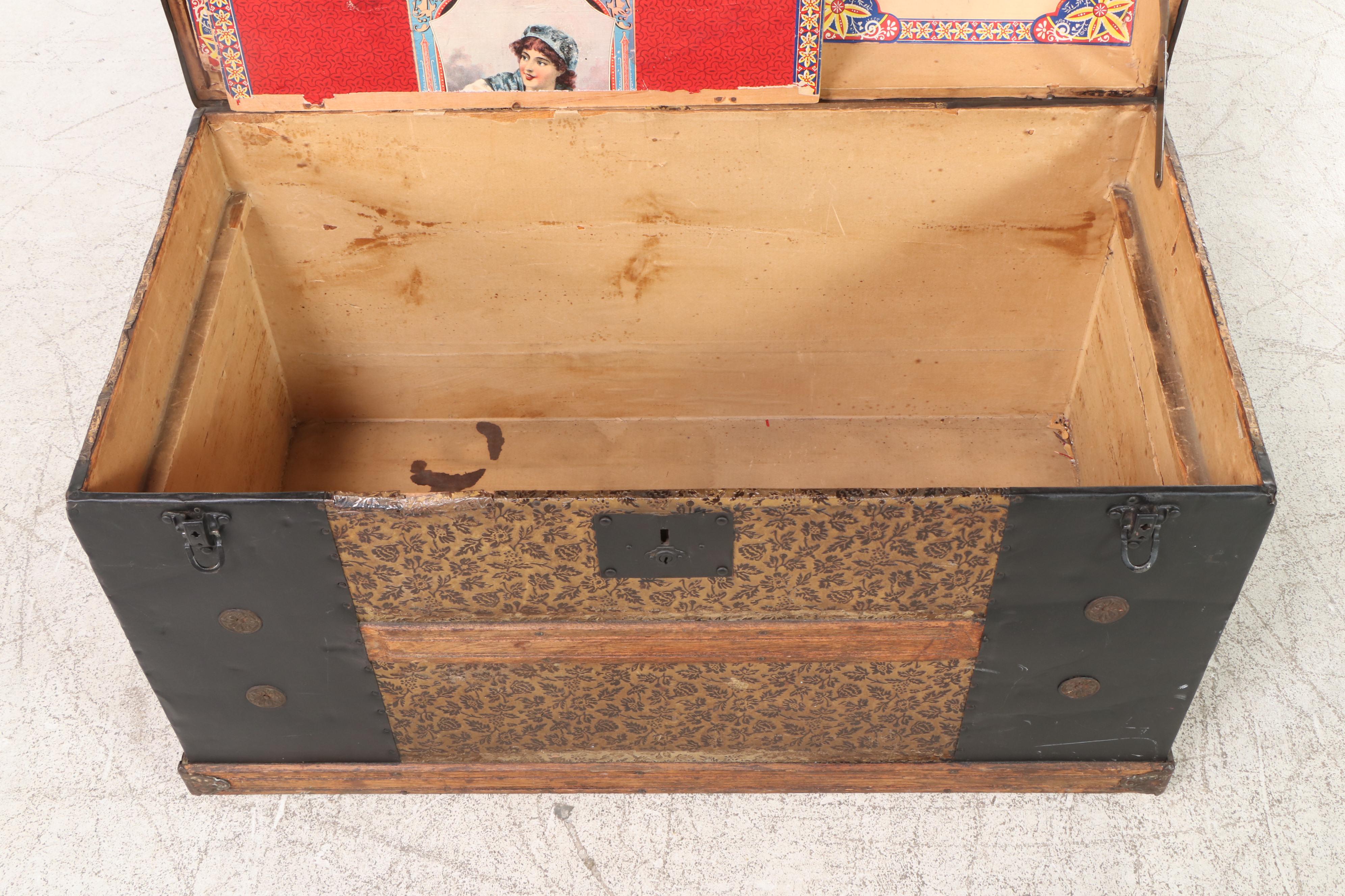 Victorian Dome Top Wood Steamer Trunk, Early 20th Century EBTH