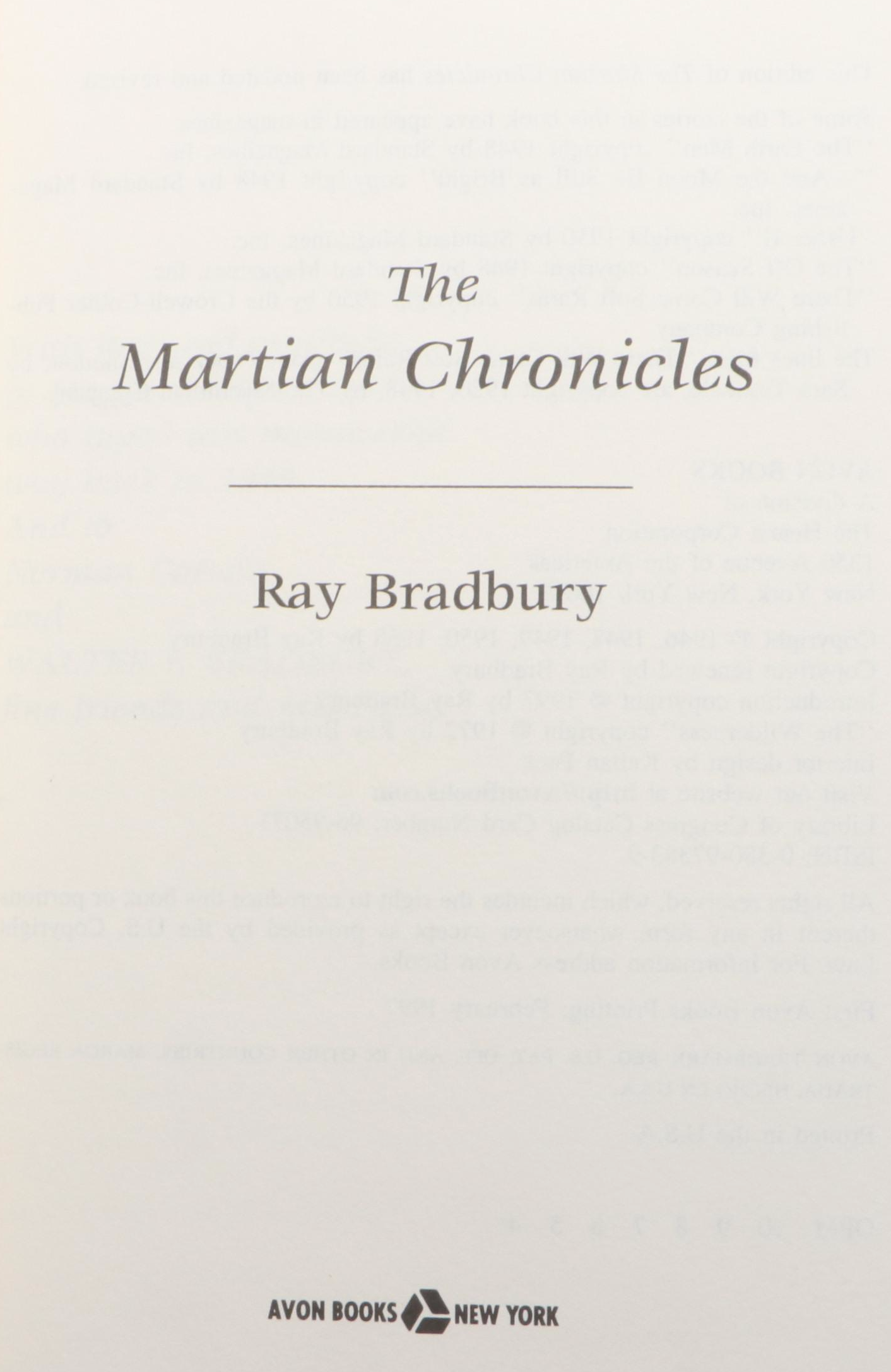 First Edition Thus "The Martian Chronicles" By Ray Bradbury, 1997 | EBTH