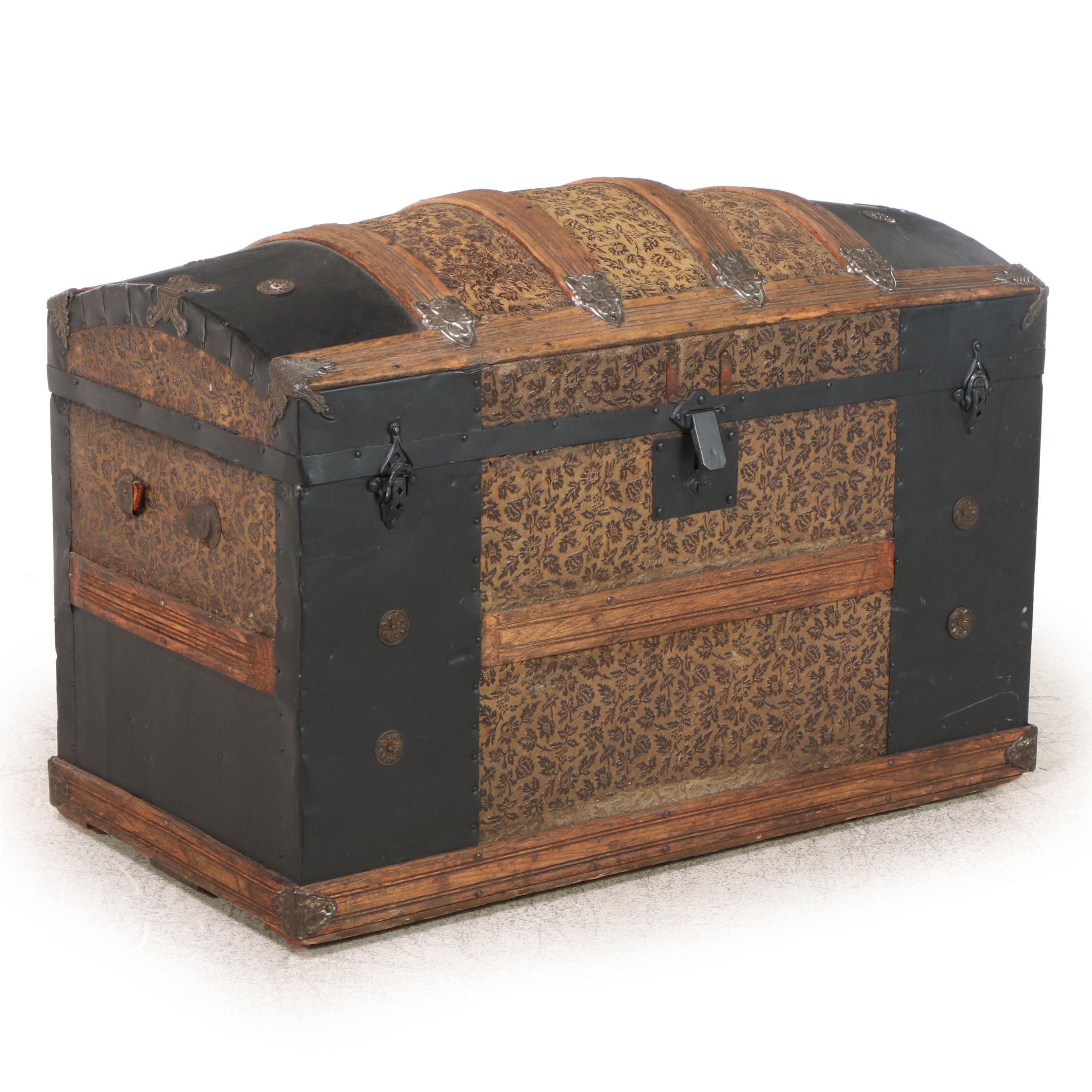 Victorian Dome Top Wood Steamer Trunk, Early 20th Century EBTH