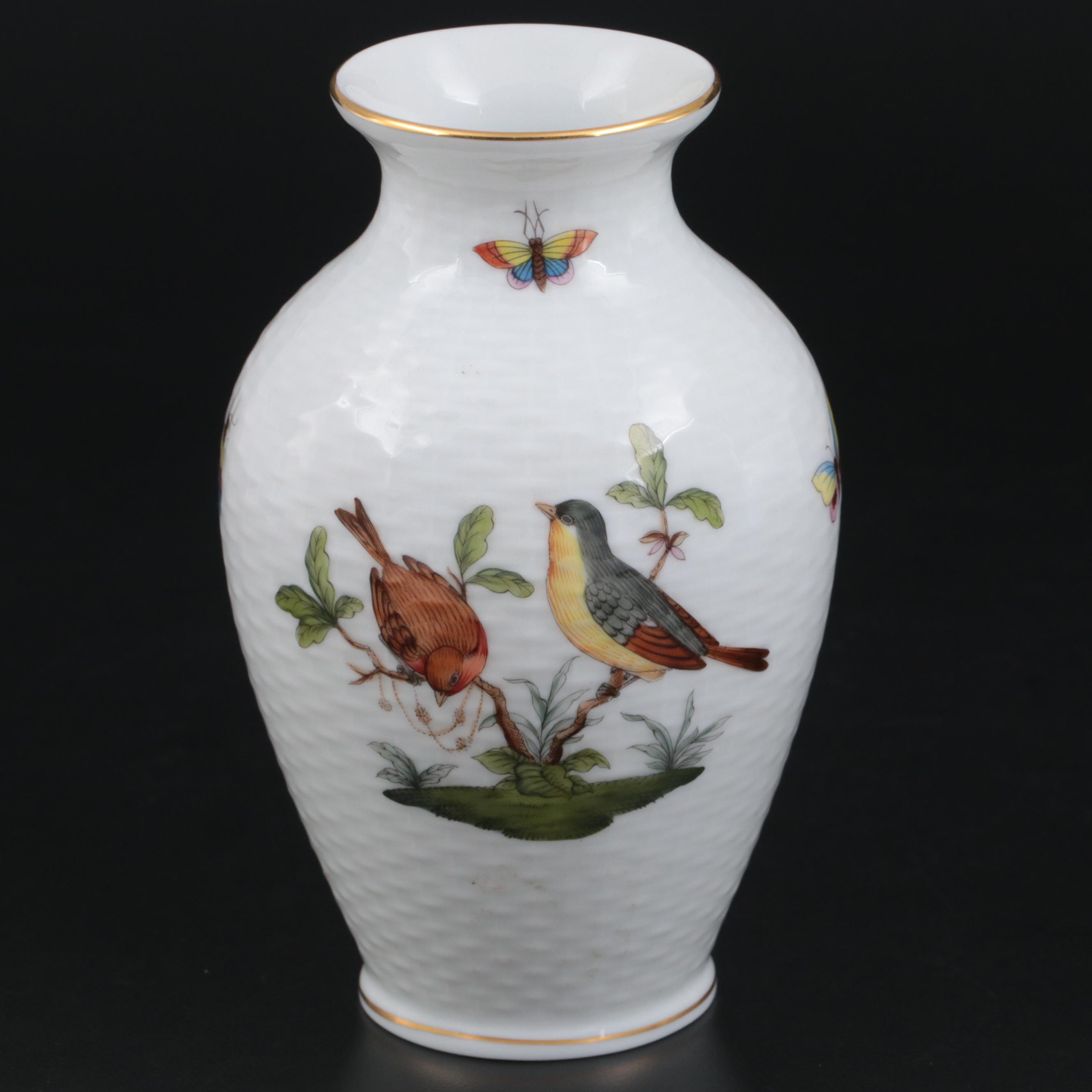 Herend "Rothschild Bird" Porcelain Vase and Trays EBTH