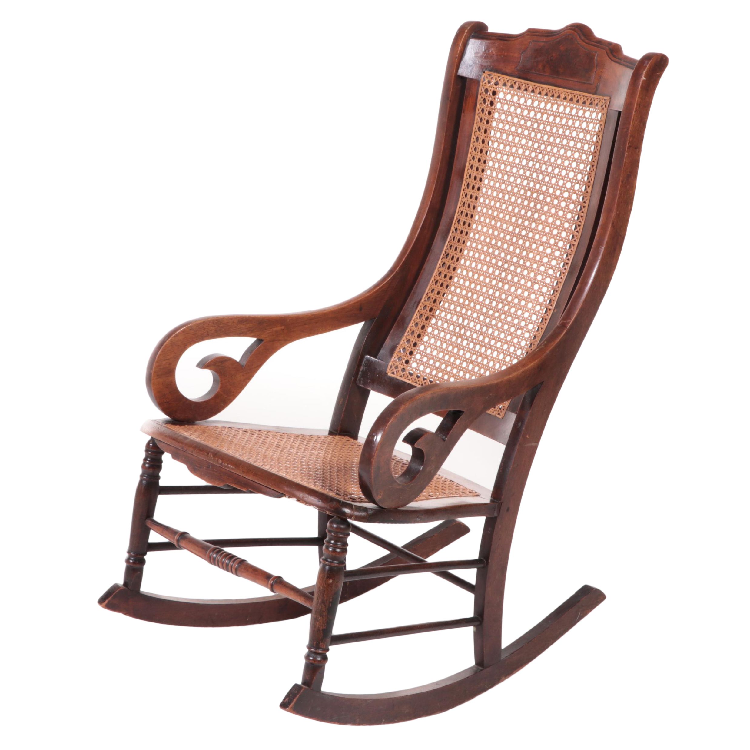Victorian Walnut and Burl Walnut Rocker, Late 19th Century | EBTH
