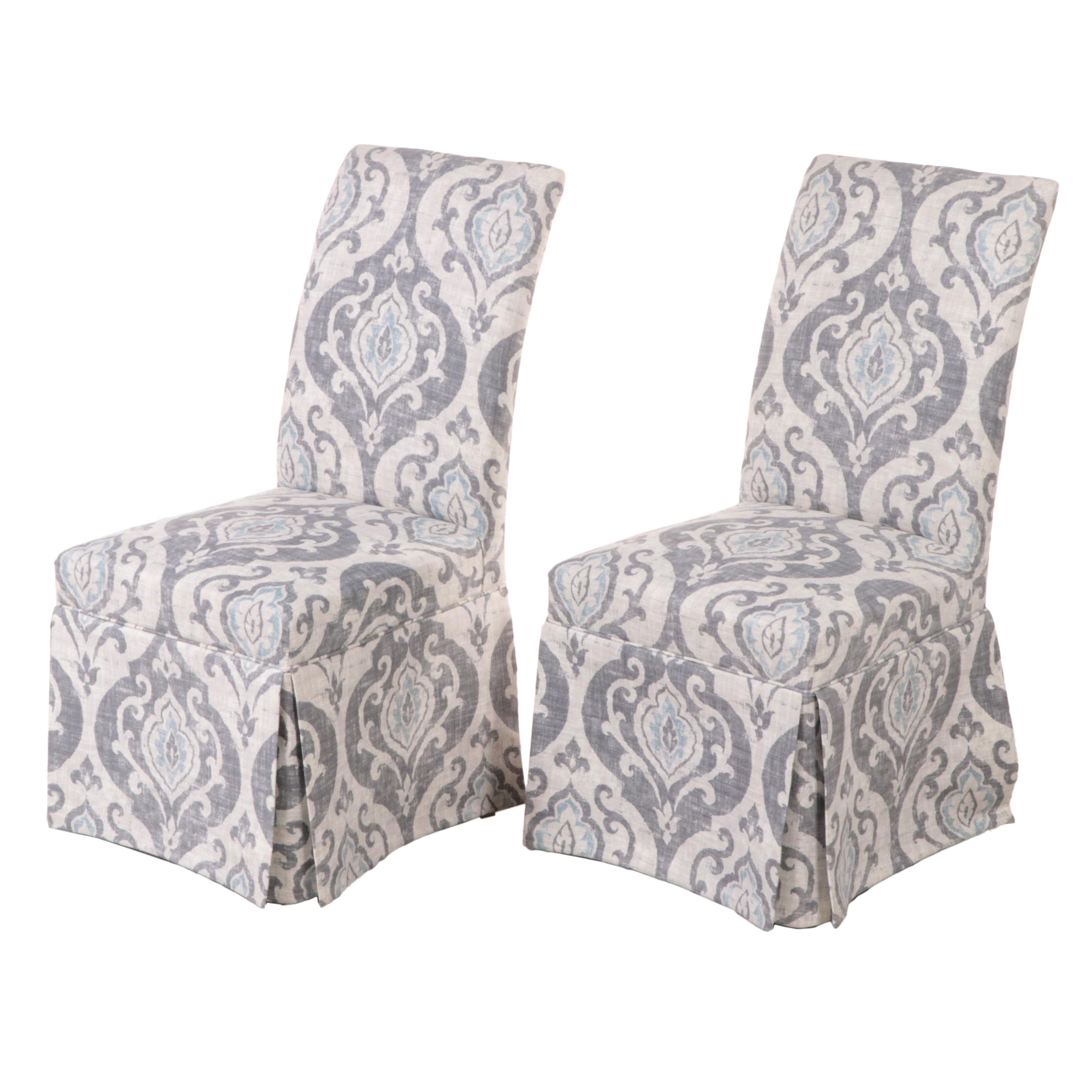 Pair of Ballard Designs CustomUpholstered Parsons Chairs in Arryana
