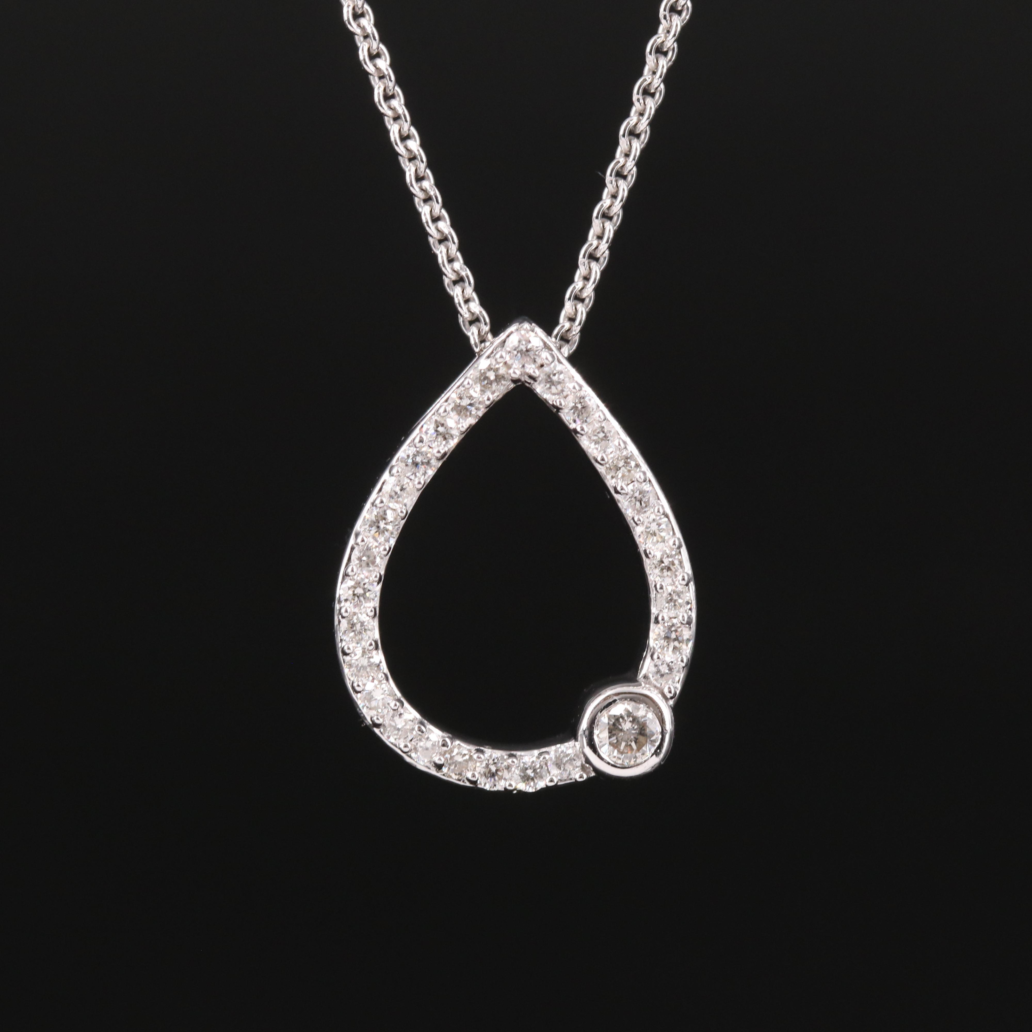Sterling Diamond Drop Pendant Necklace EBTH