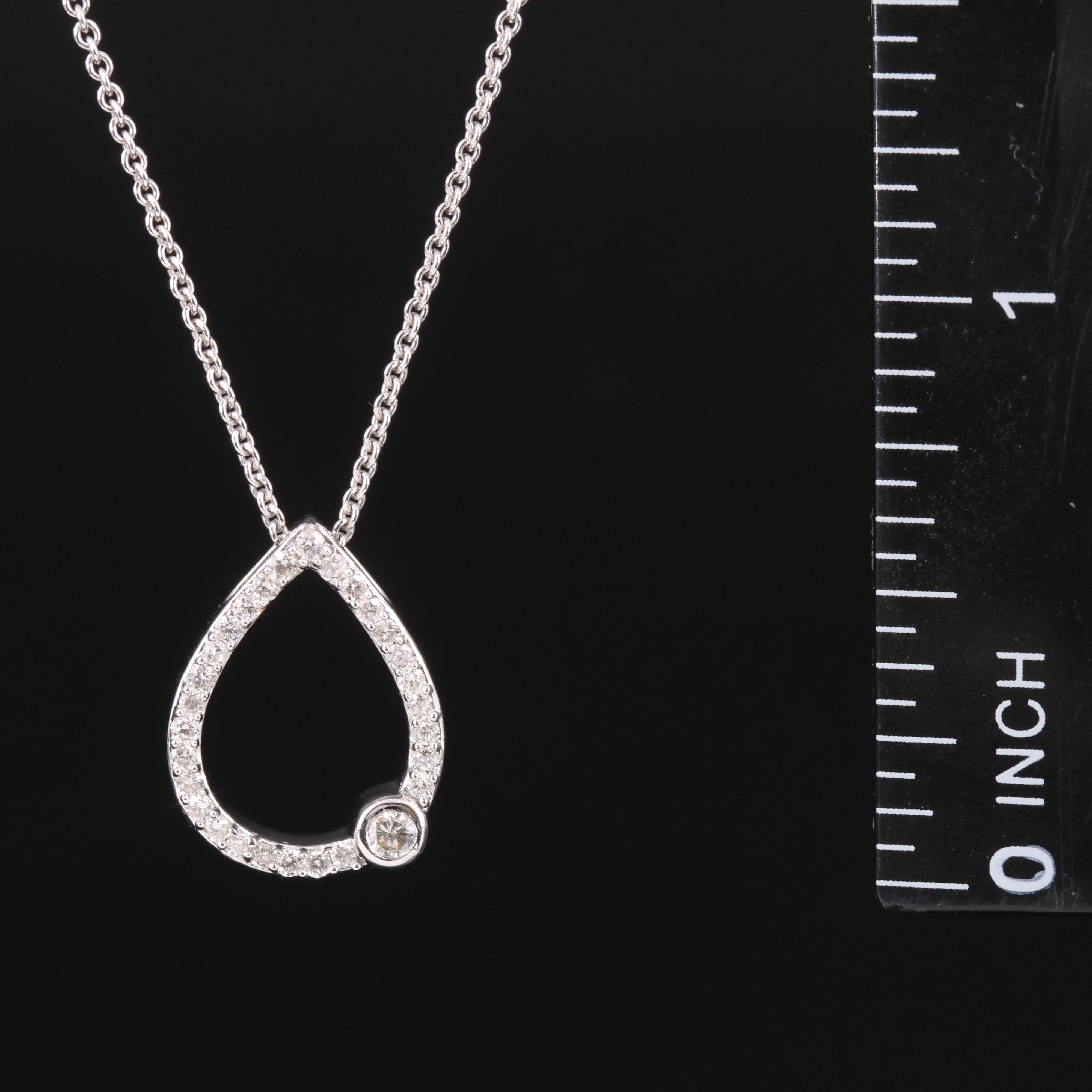 Sterling Diamond Drop Pendant Necklace EBTH