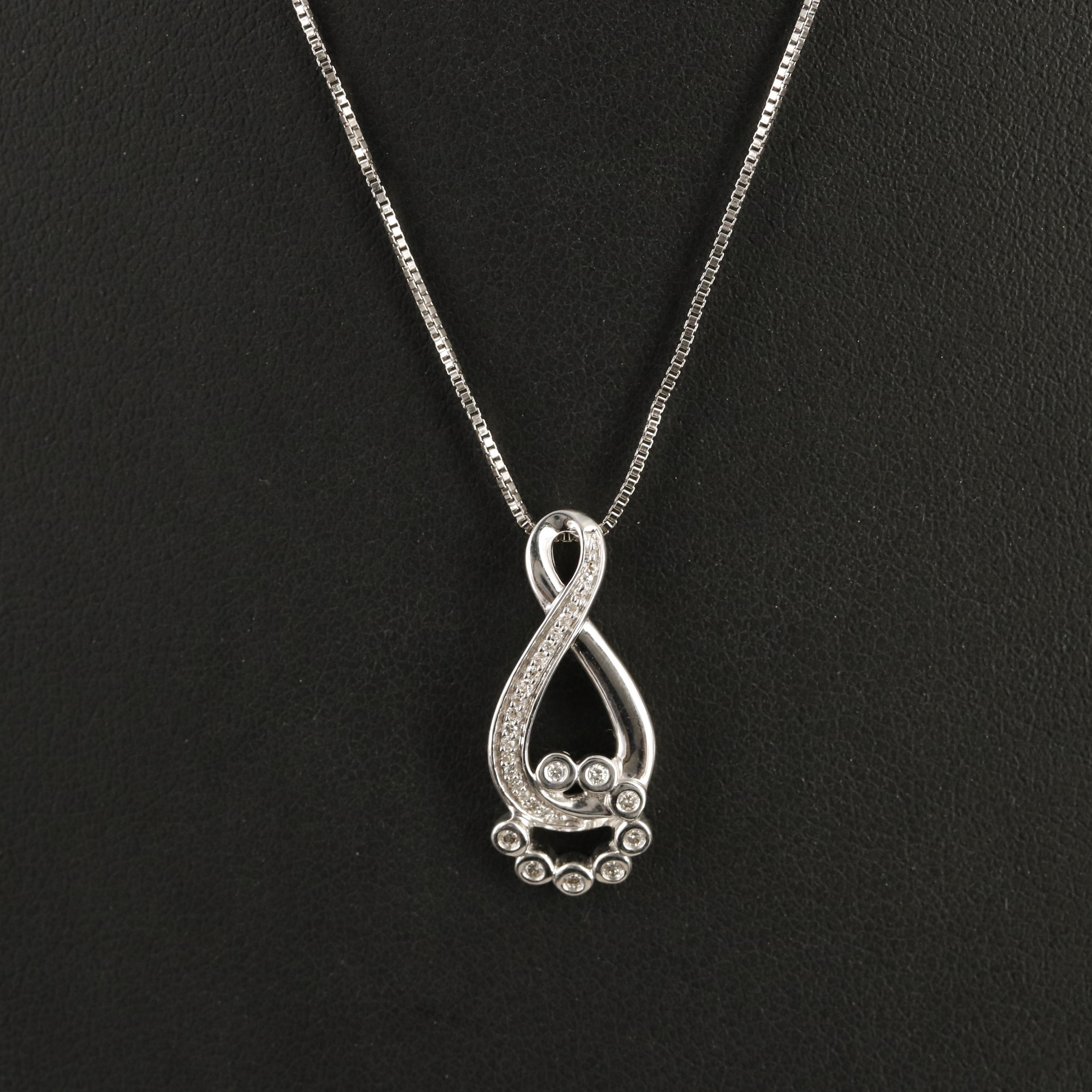 Sterling Diamond Infinity Pendant Necklace EBTH