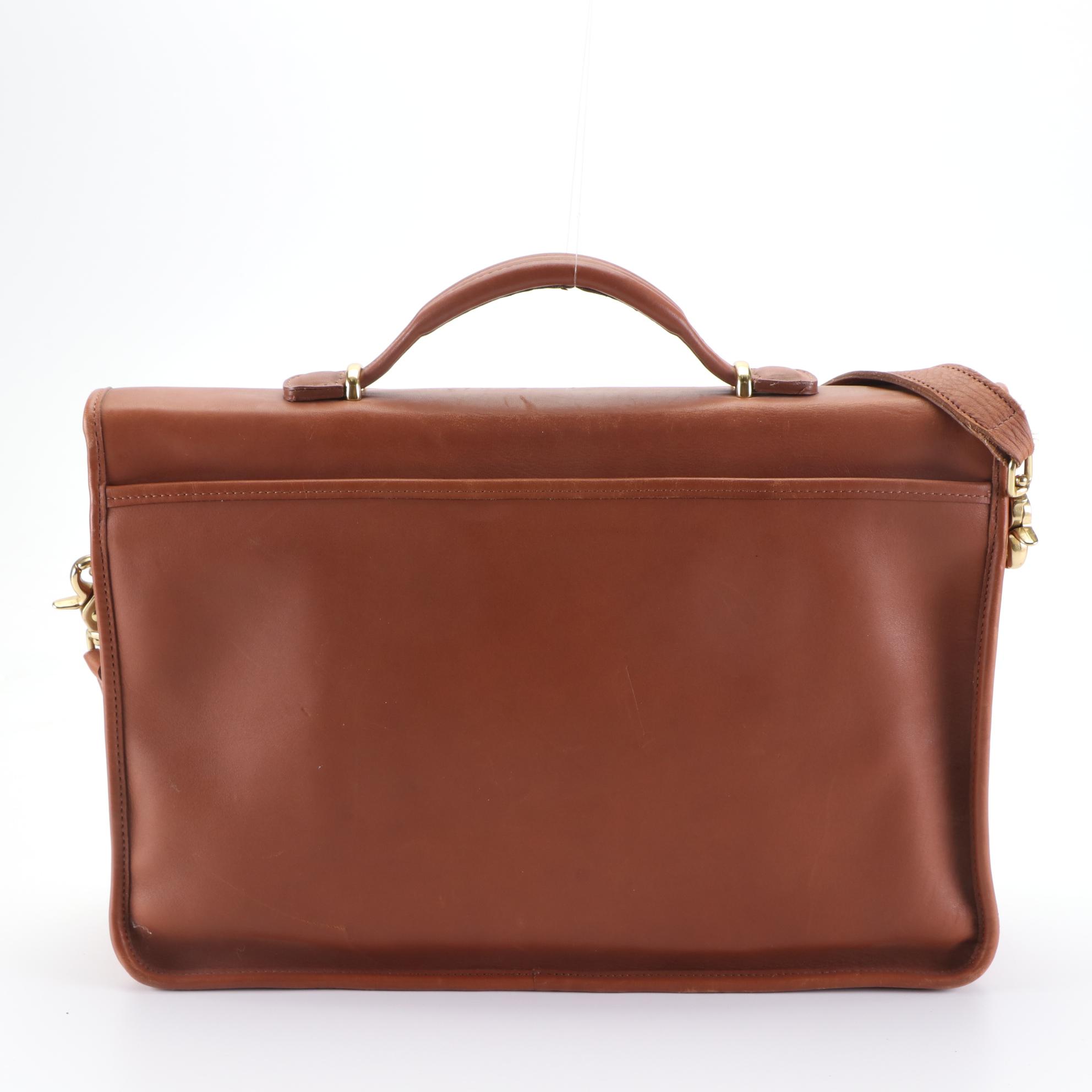 Coach Lexington Briefcase in Medium Brown Leather with Shoulder Strap