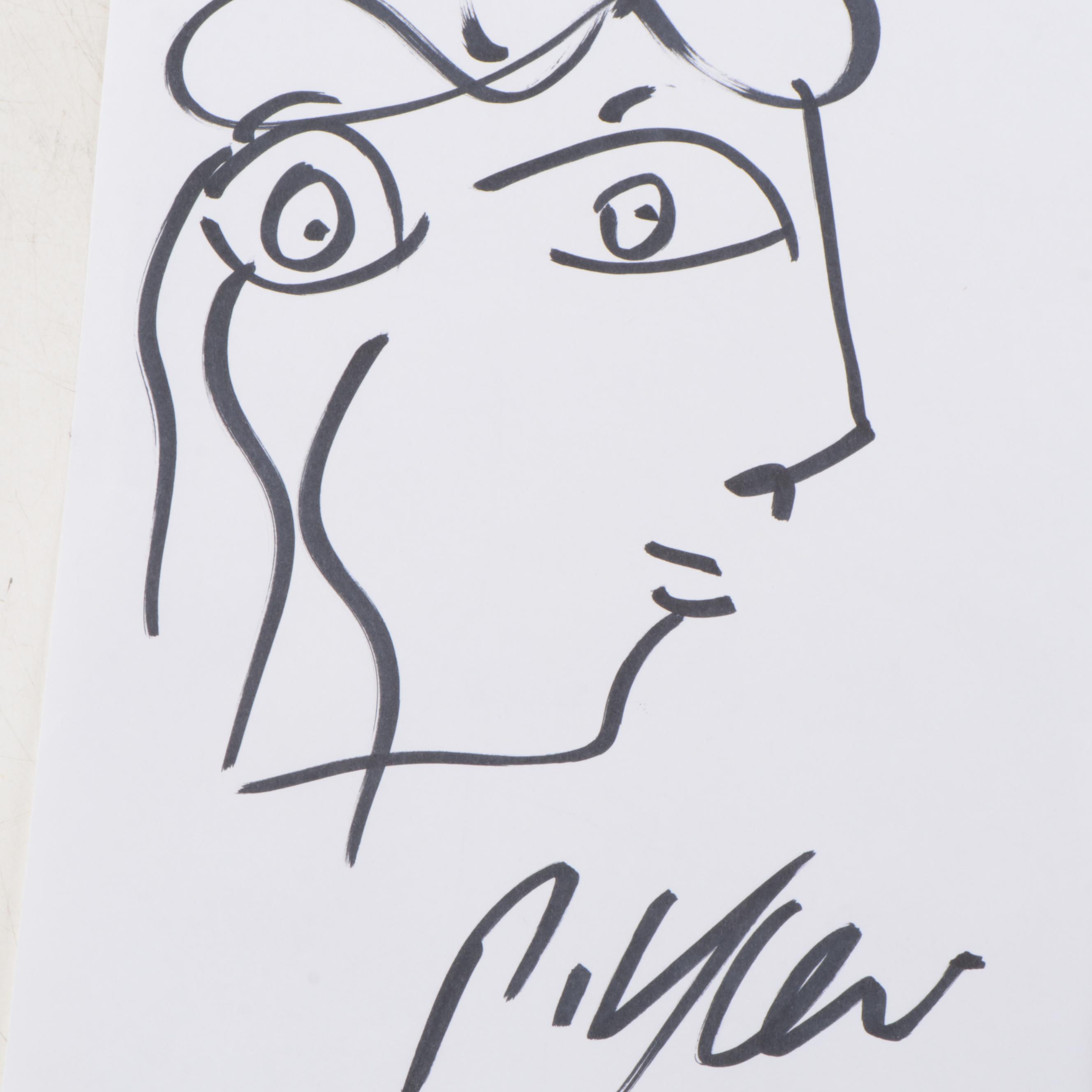 Peter Keil Abstract Portrait Ink Drawings | EBTH