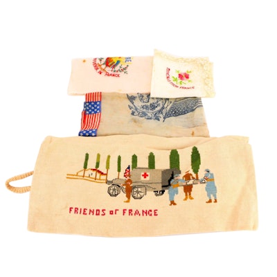 "Friends of France" World War I Era Needle Point Linen Pouch and More