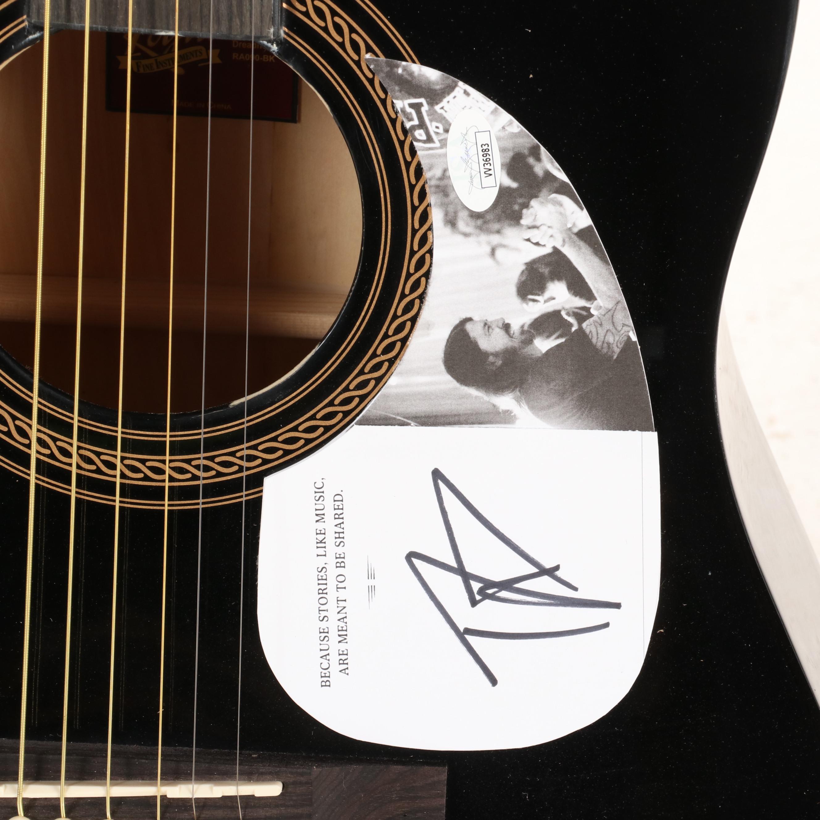 Dave Grohl Signed Pickguard with Rogue Dreadnought Acoustic Guitar EBTH