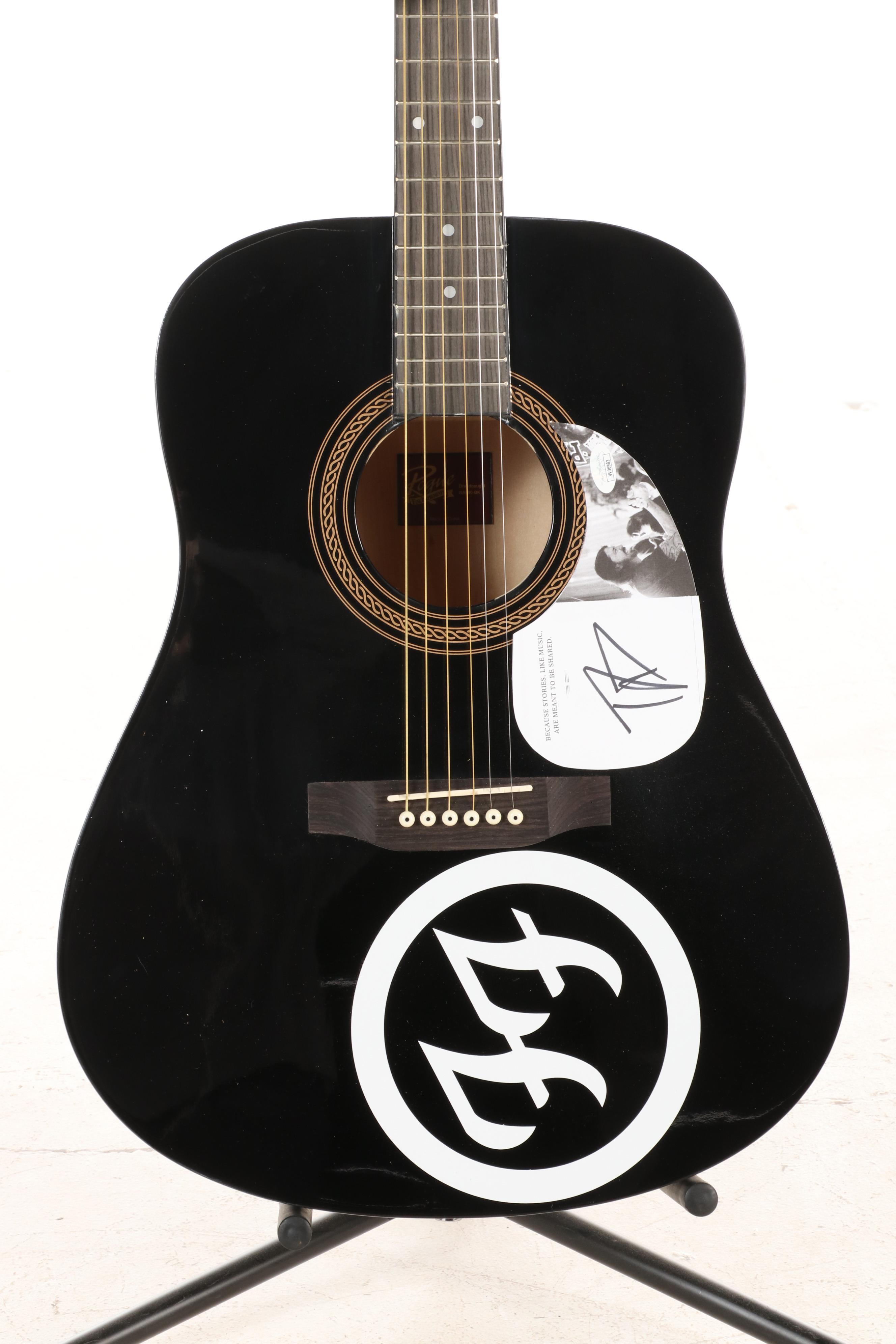 Dave Grohl Signed Pickguard with Rogue Dreadnought Acoustic Guitar EBTH