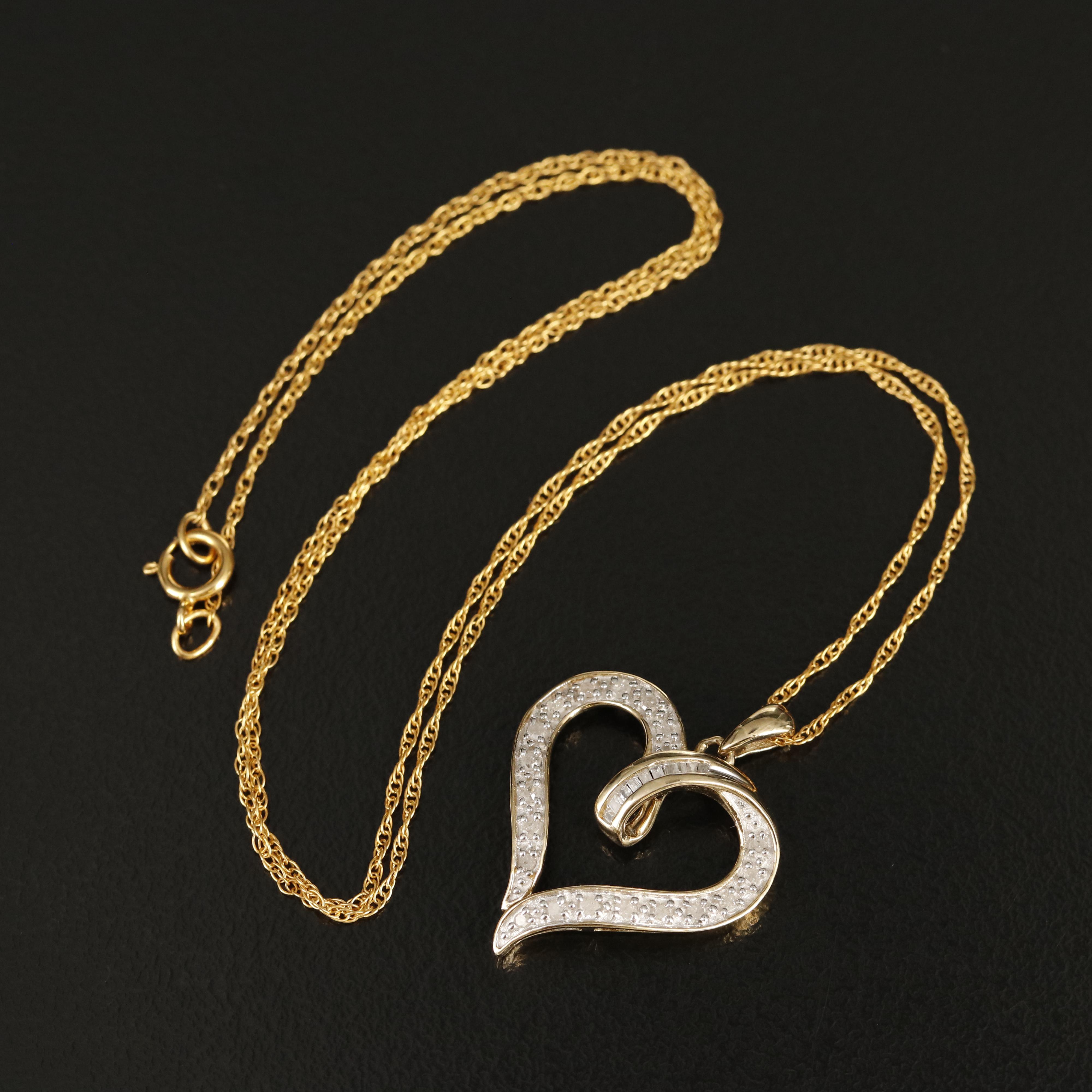 Sterling Heart Pendant Necklace EBTH