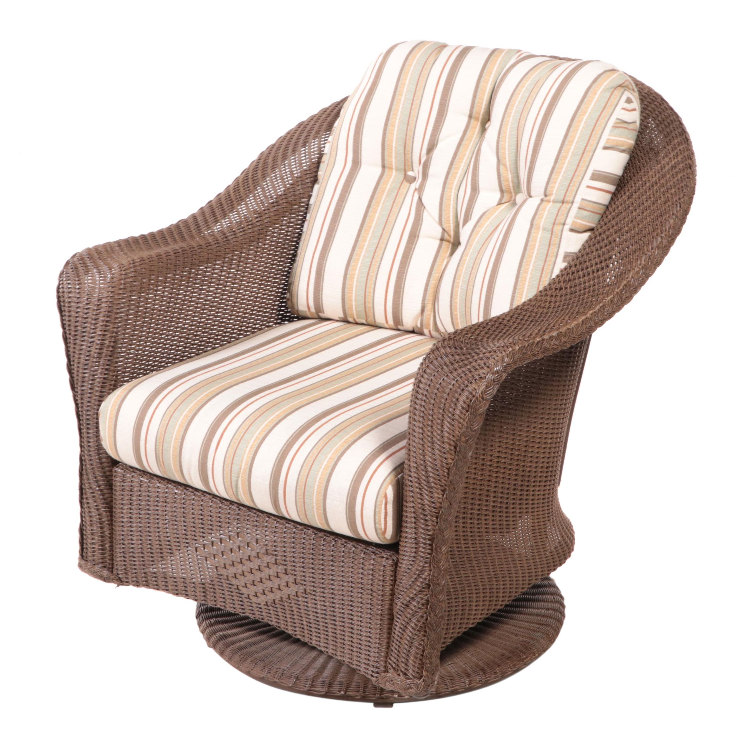 Lloyd/Flanders "Reflections" Lloyd Loom Wicker Patio Swivel Rocker EBTH
