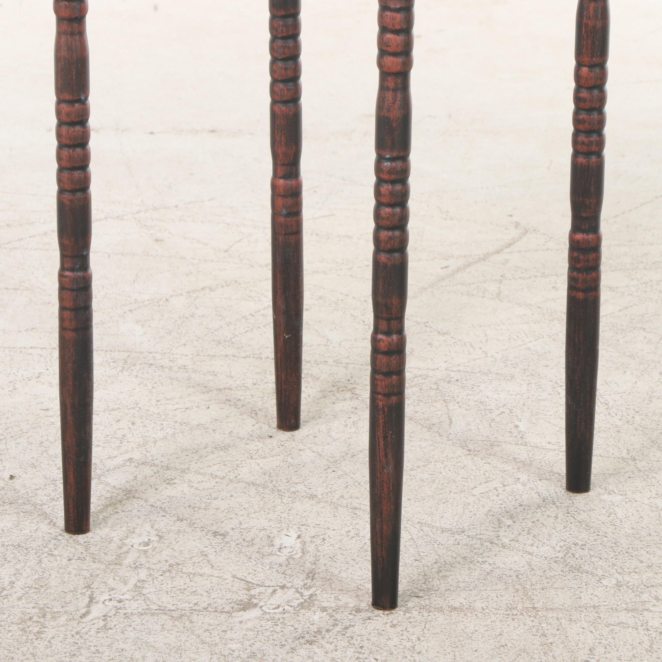 Two Contemporary Side Tables Incl Copper Patinated Metal Marble Top 