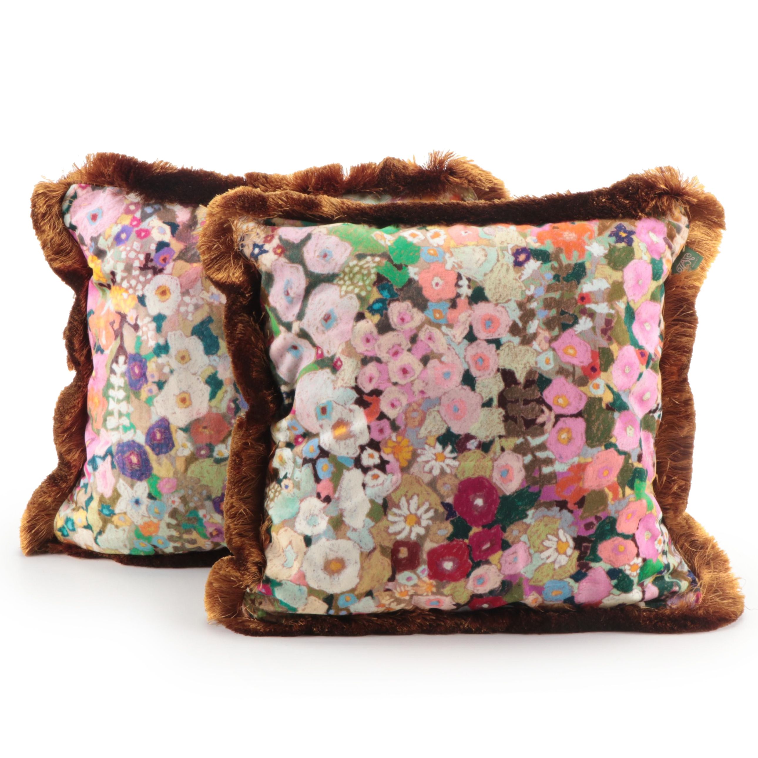 House of Hackney Floral Velvet Throw Pillows with Fringe Trim EBTH