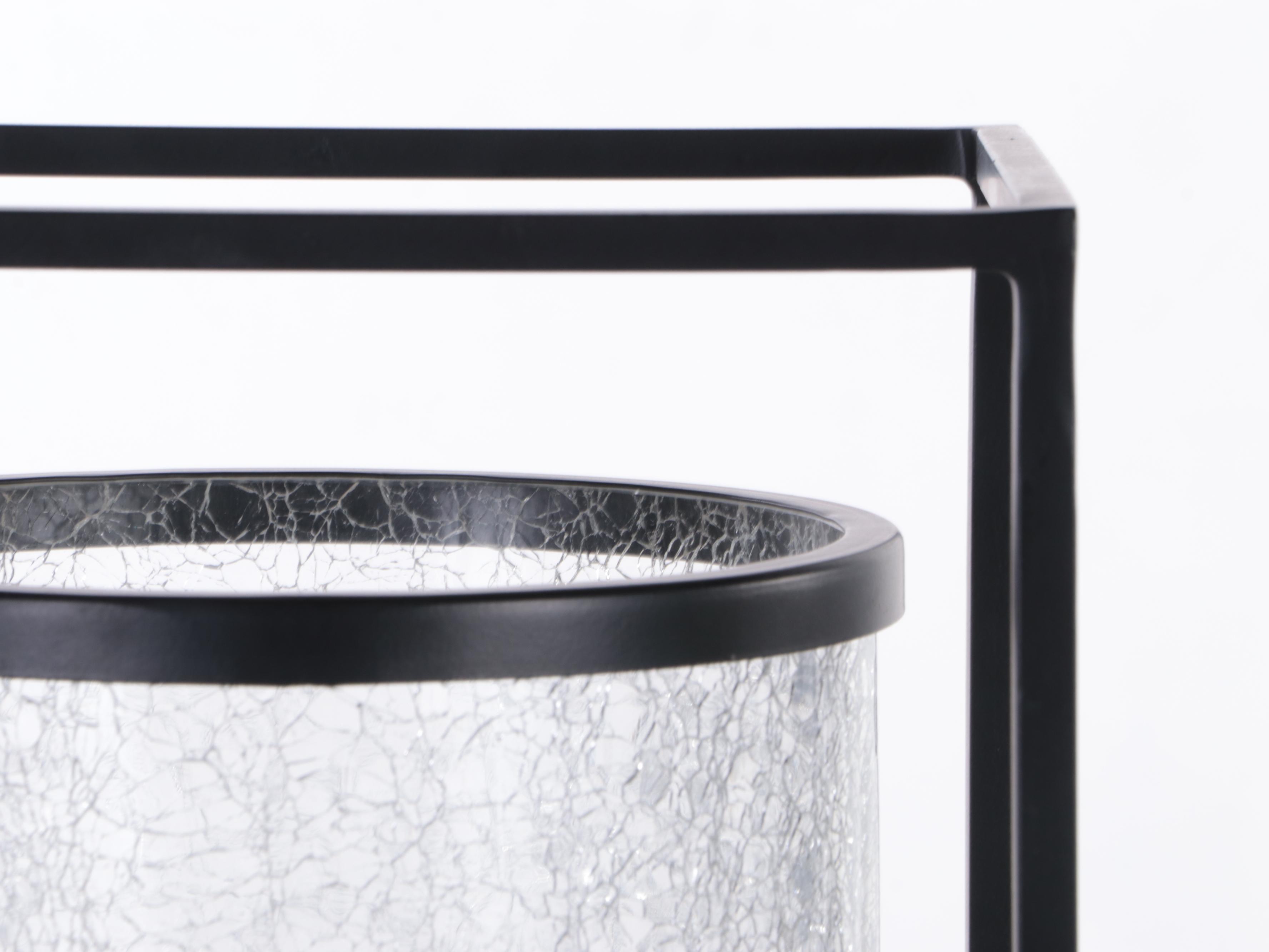 Global Views Crackle Glass Hurricane and Metal Candle Holders EBTH