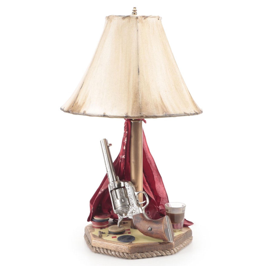 Poker and Cowboy Western Themed Novelty Table Lamp