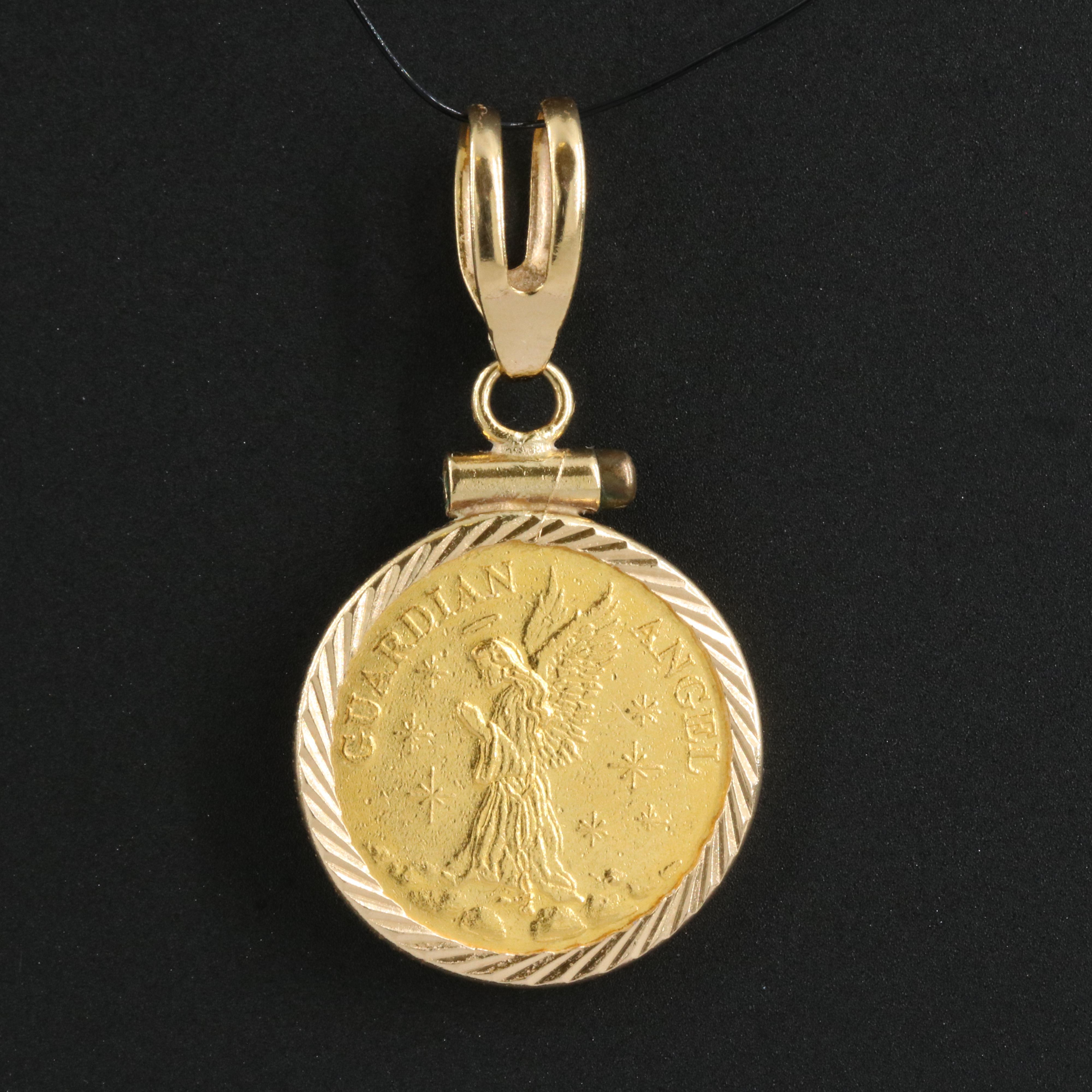 Guardian Angel 1/25 oz. Gold Coin in a 14K Gold Pendant EBTH