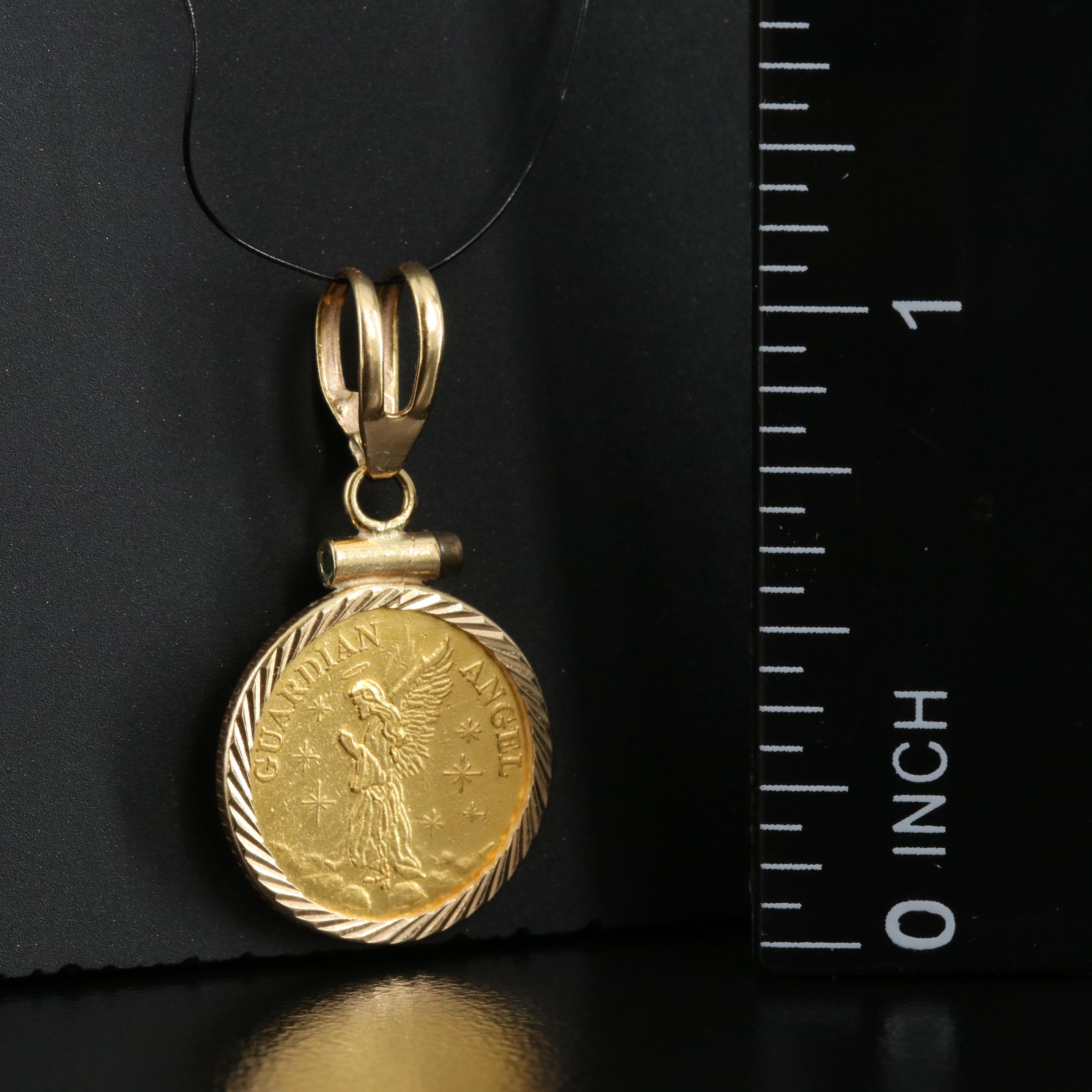 Guardian Angel 1/25 oz. Gold Coin in a 14K Gold Pendant EBTH