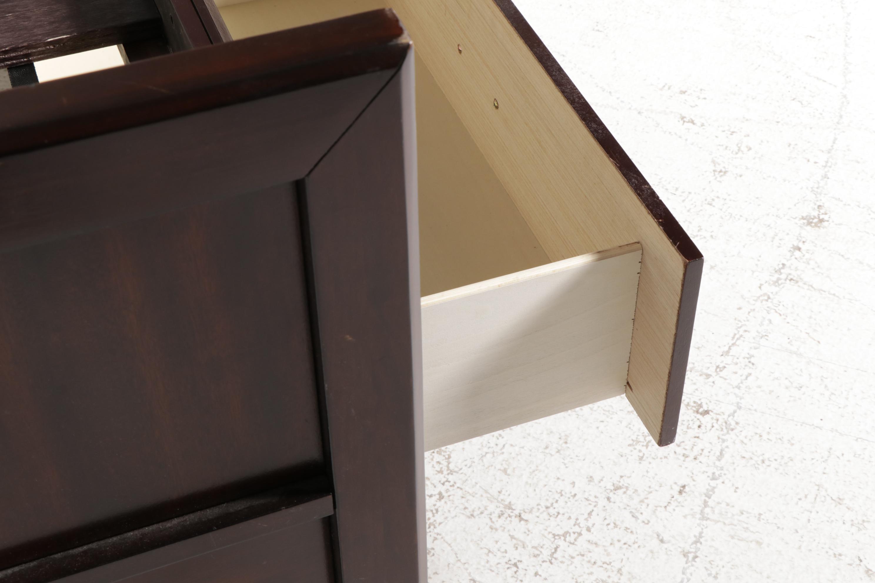 Najarian "Toronto" PecanStained Queen Size Bed Frame with TwoDrawer Nightstand EBTH