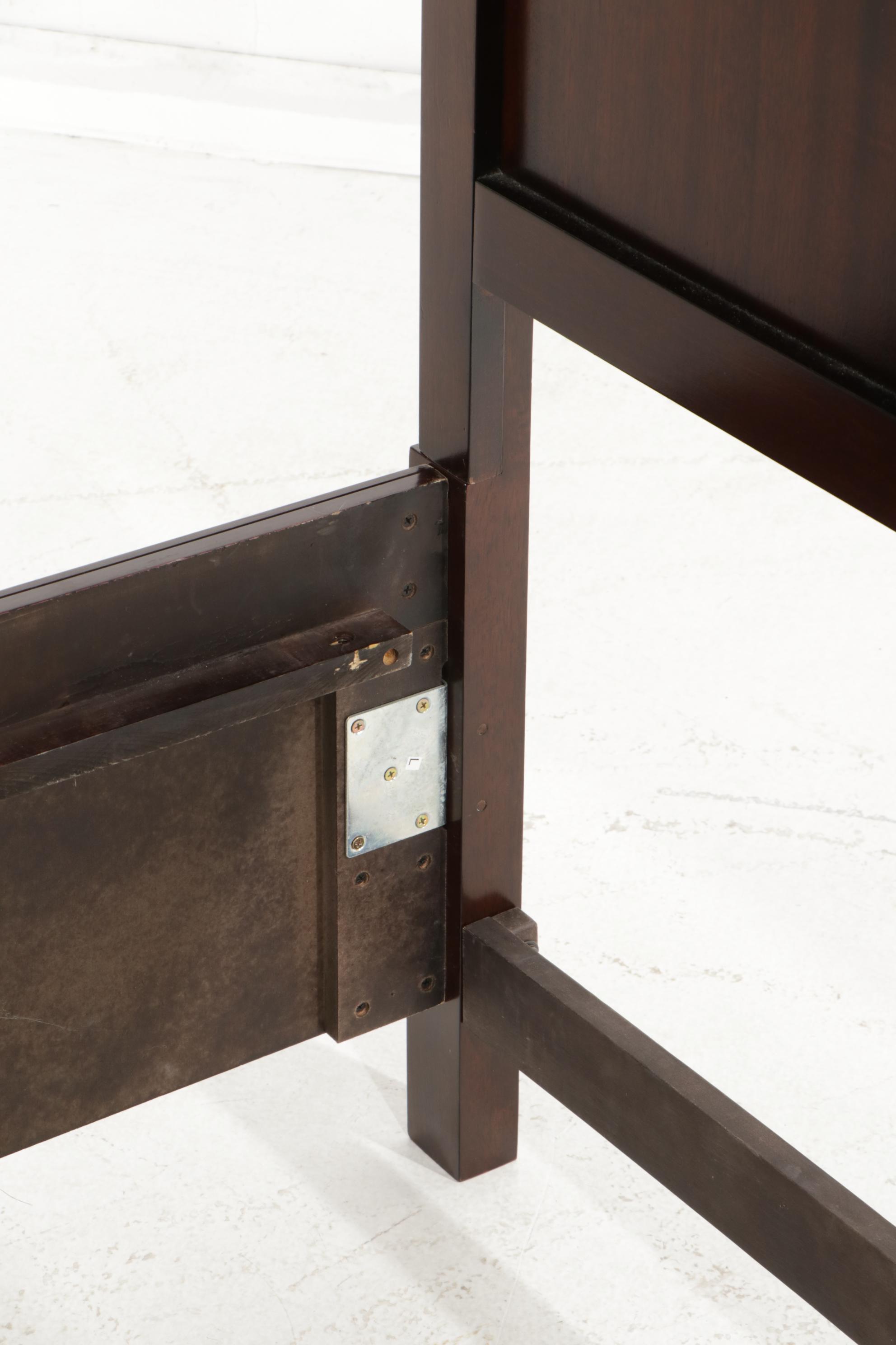 Najarian "Toronto" PecanStained Queen Size Bed Frame with TwoDrawer Nightstand EBTH